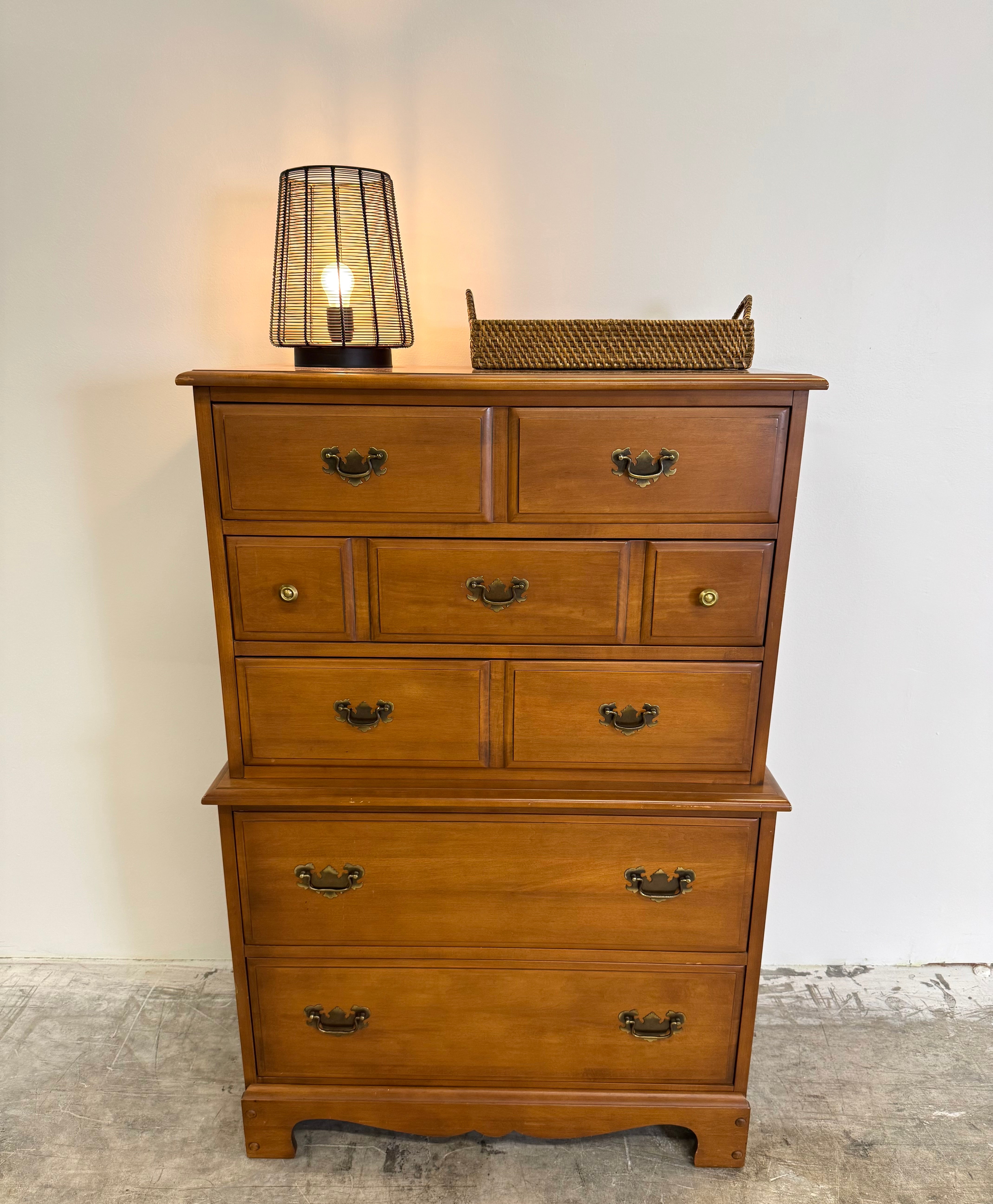 KNECHTEL 'Haddon Hall' Maple Highboy Dresser