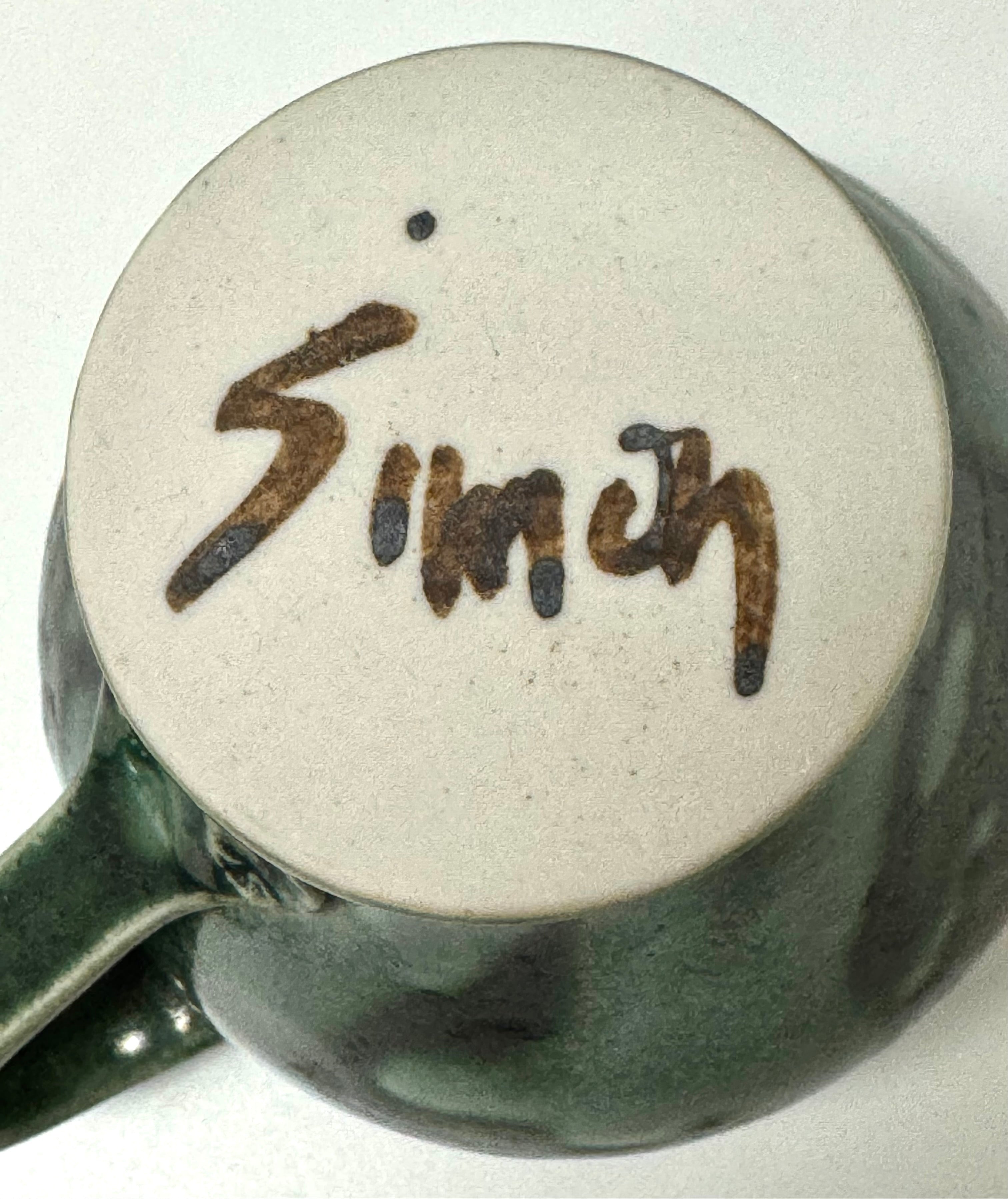 Mottled Green Stoneware Pitcher