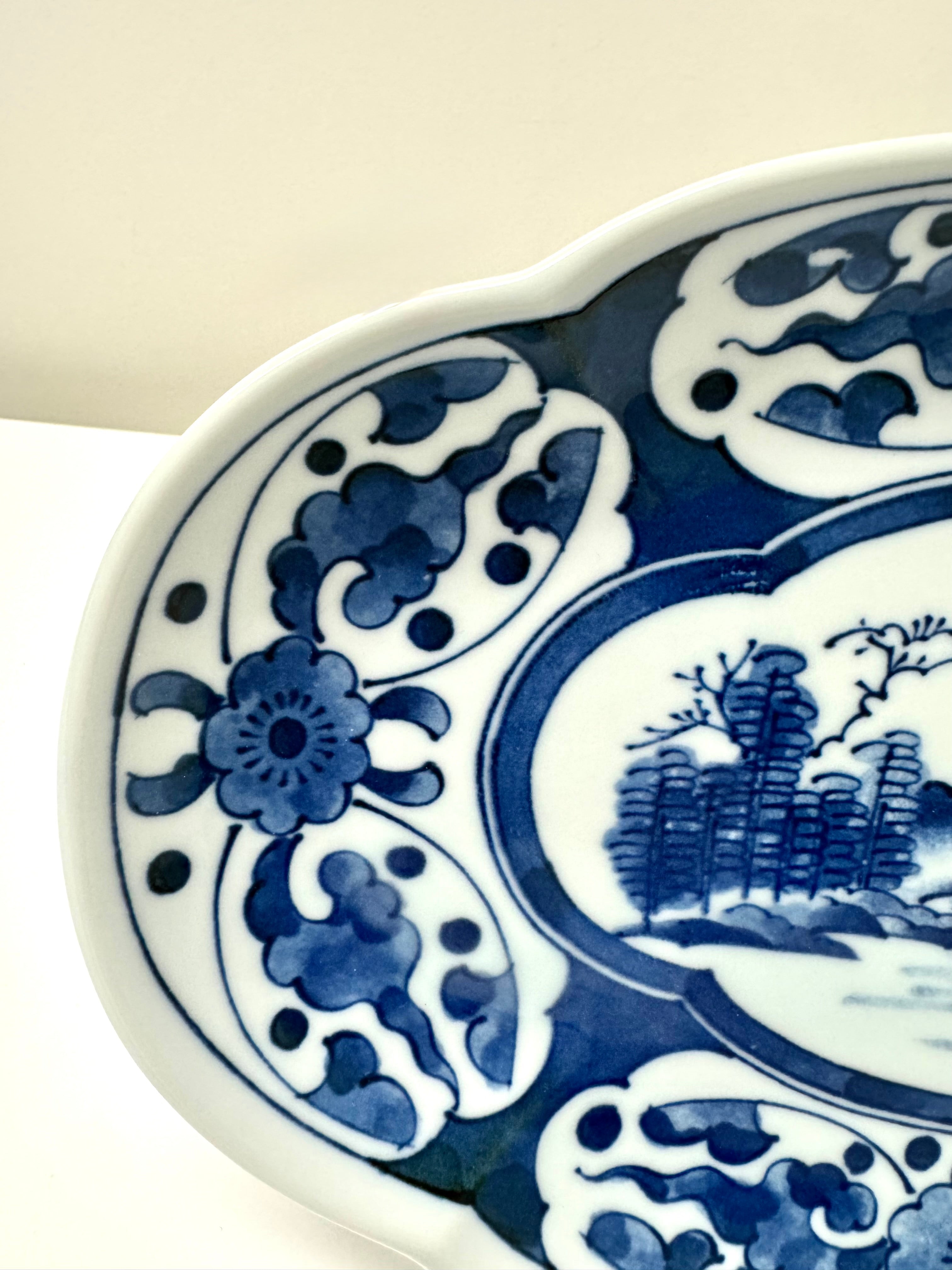 Vintage Asian Blue & White Porcelain Dish