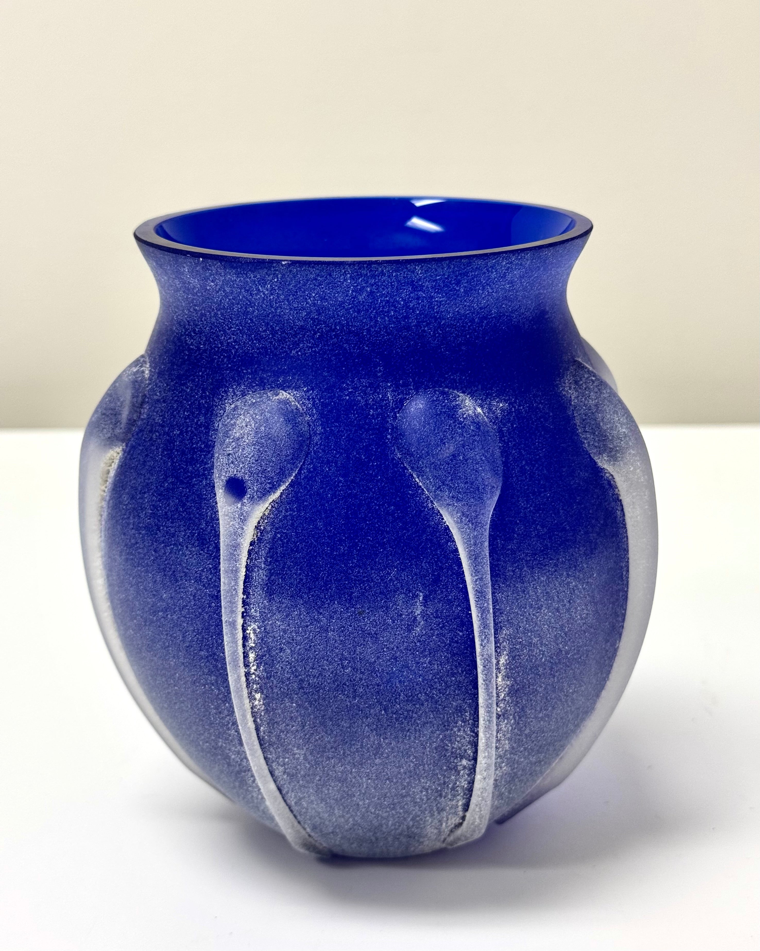 Cobalt Blue Satin Glass 'Tadpole' Vase