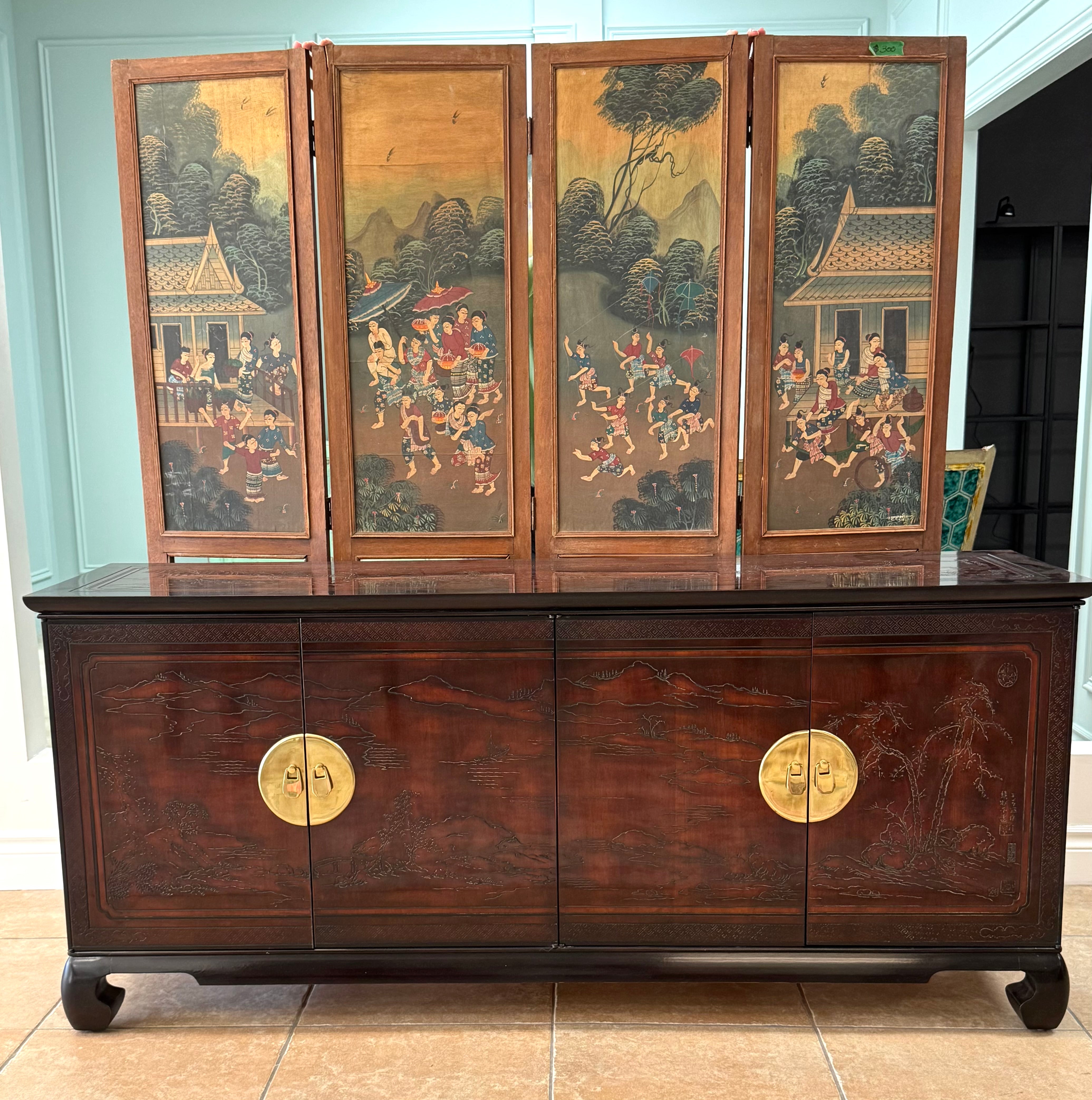 DREXEL 'Connoisseur' Mahogany Chinoiserie Sideboard