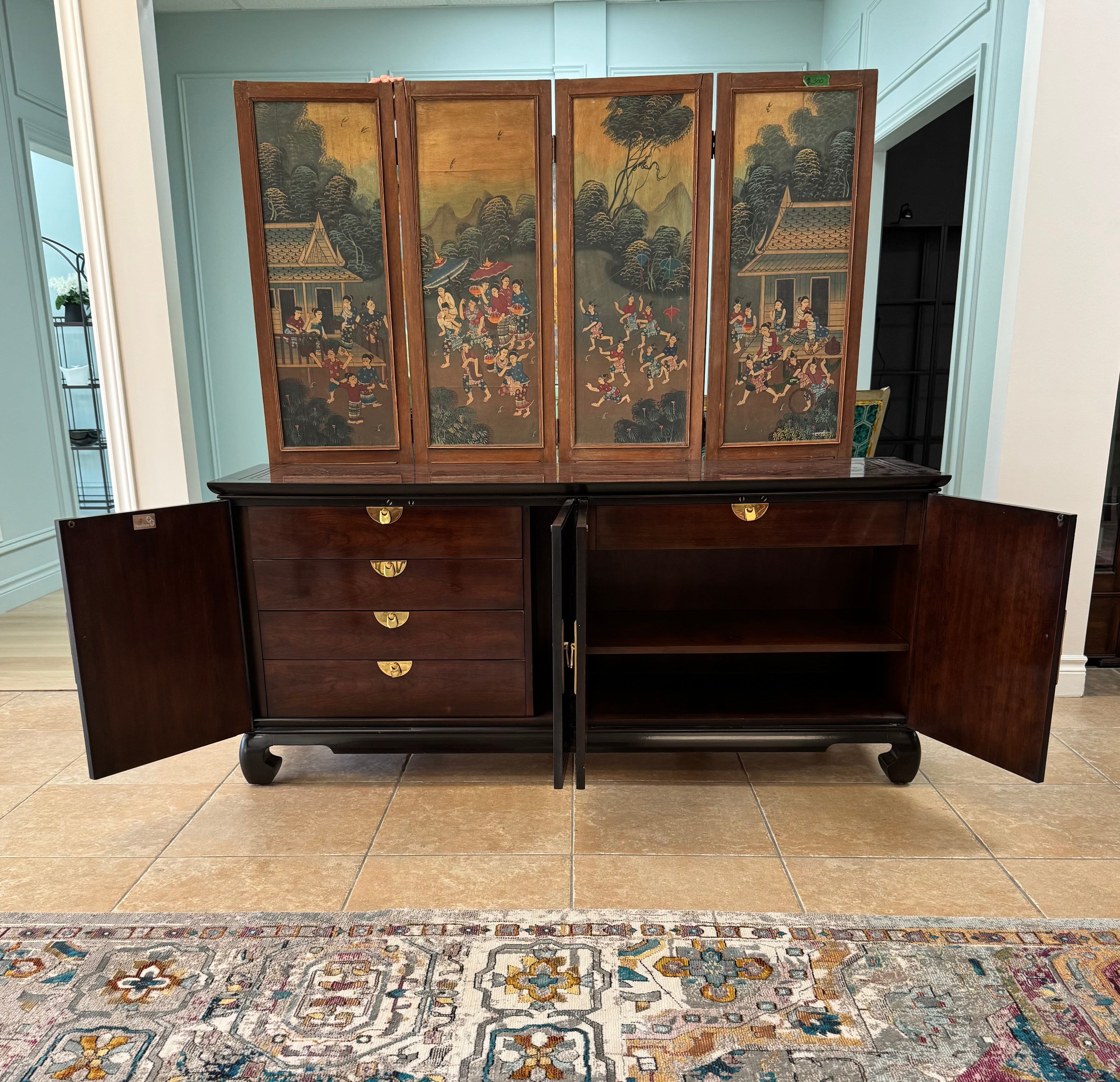 DREXEL 'Connoisseur' Mahogany Chinoiserie Sideboard