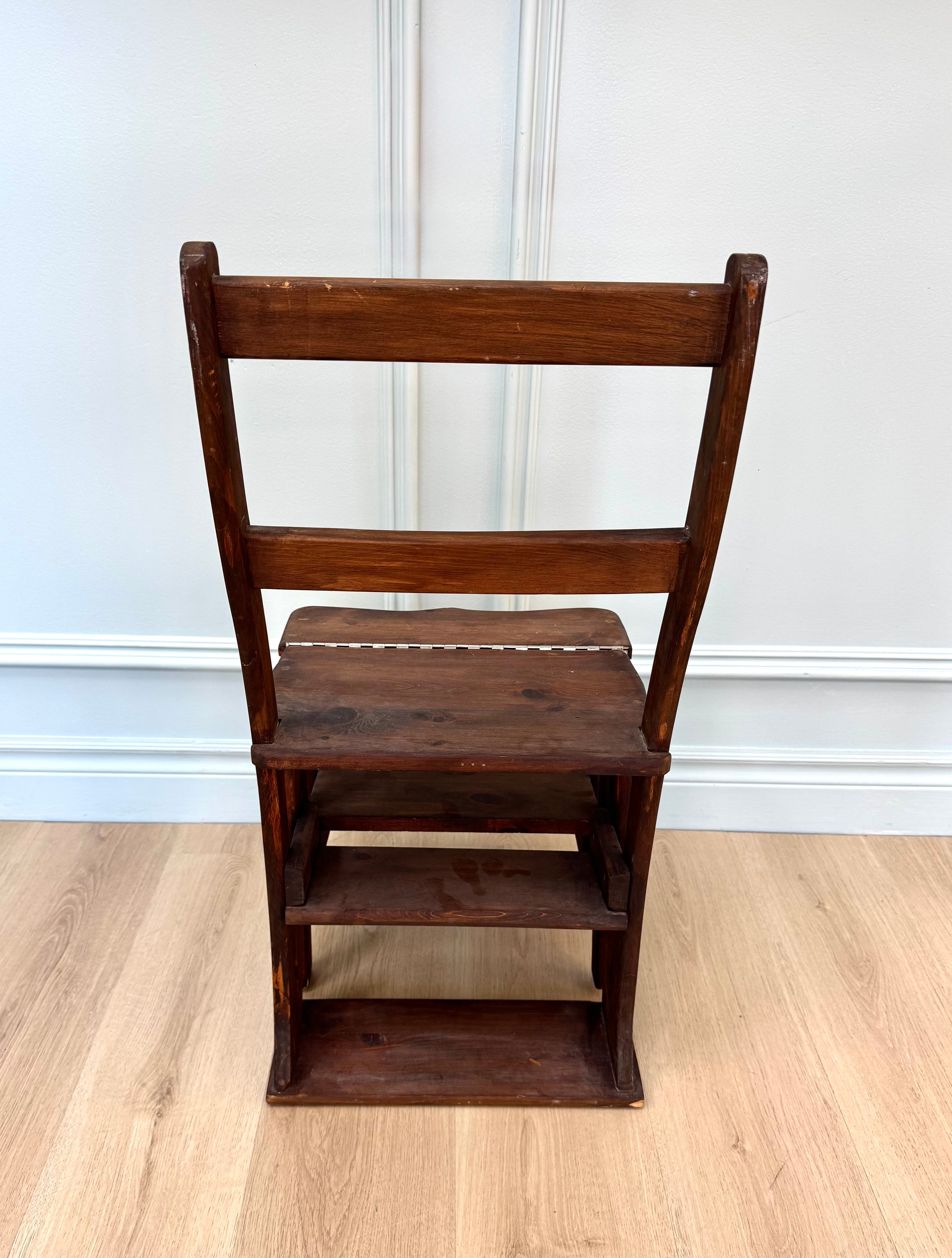 Vintage Dark Oak Metamorphic Library Chair