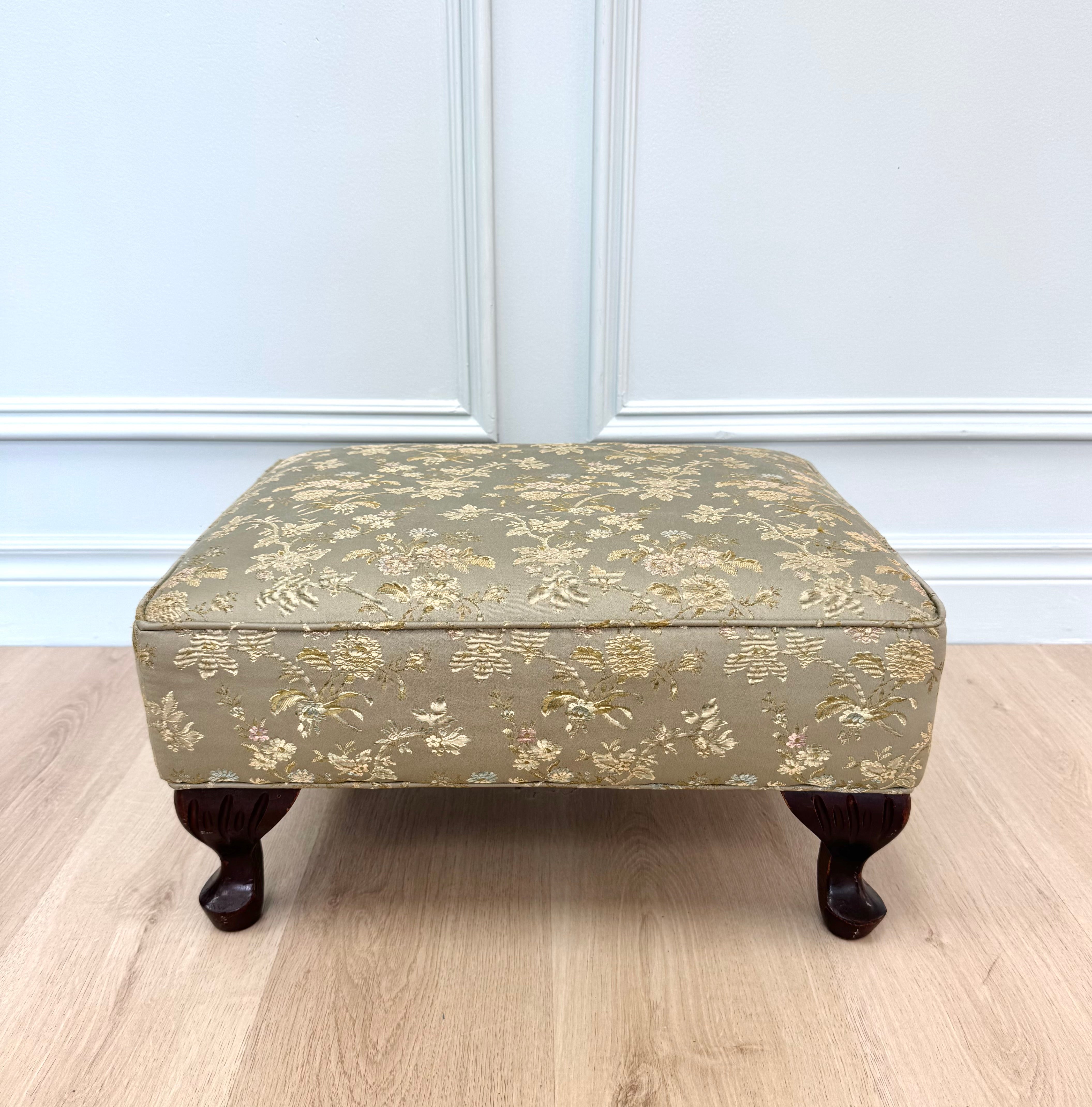 Tea Green Jacquard Footstool