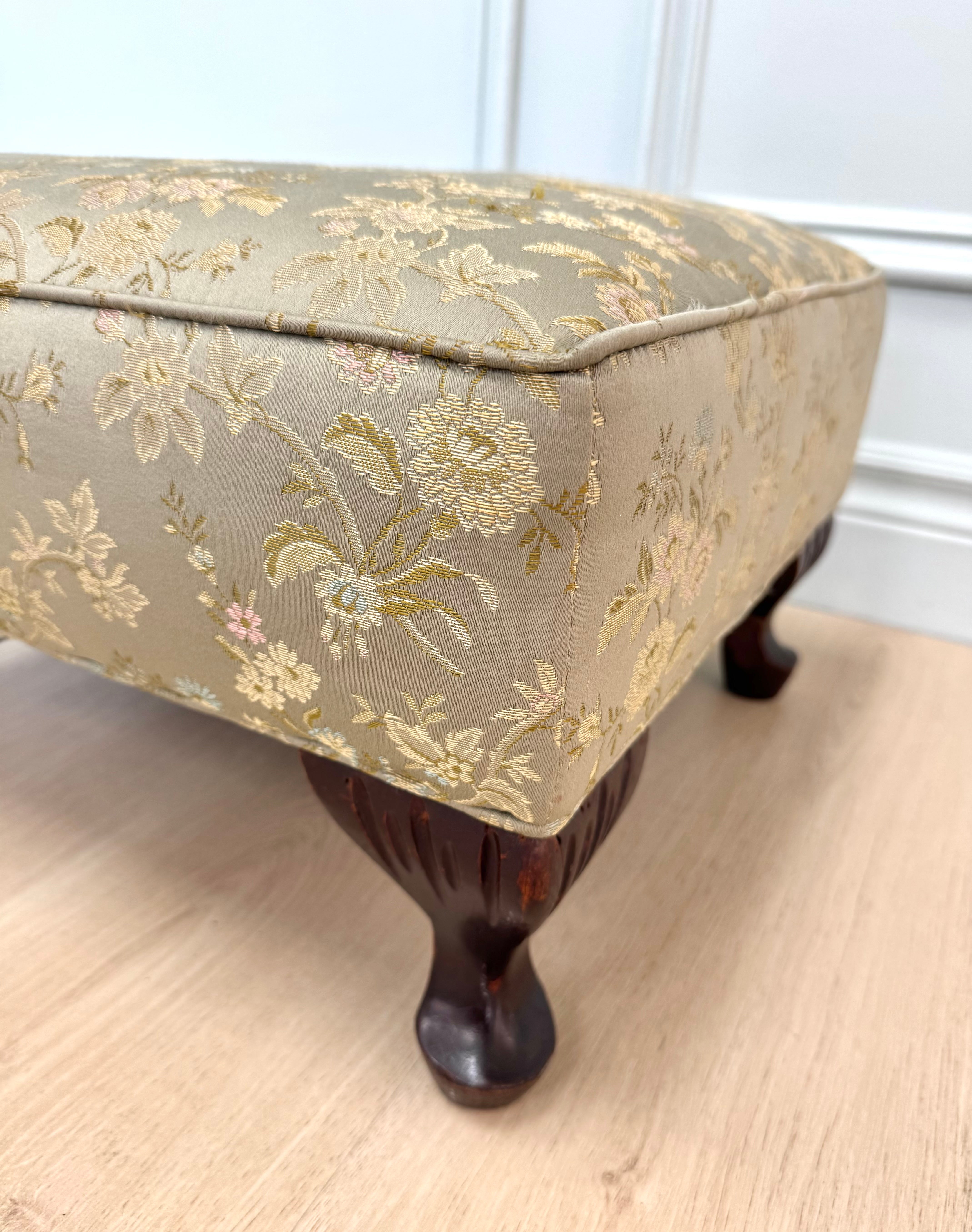 Tea Green Jacquard Footstool