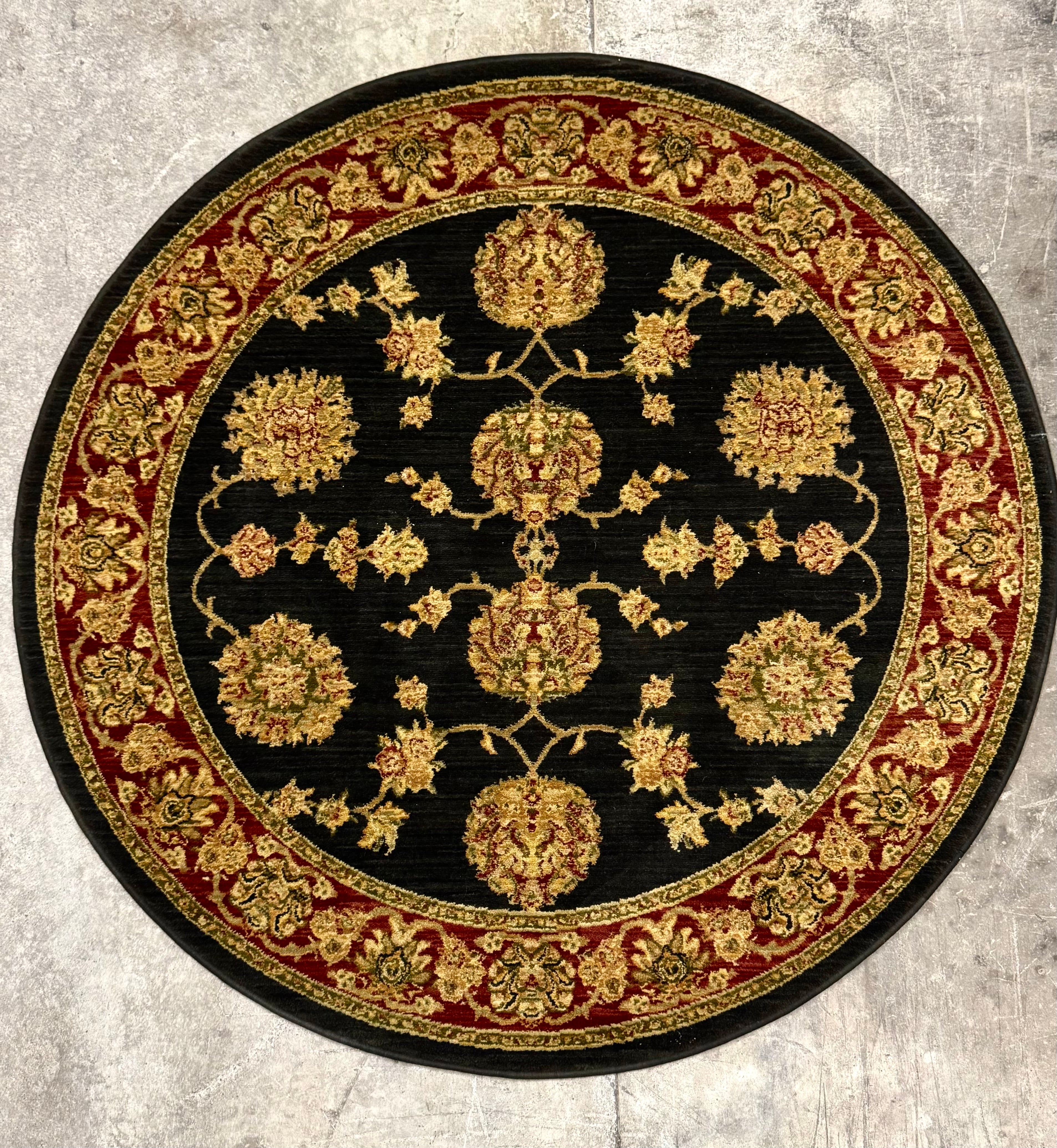 Black Medallion 64" Round Rug
