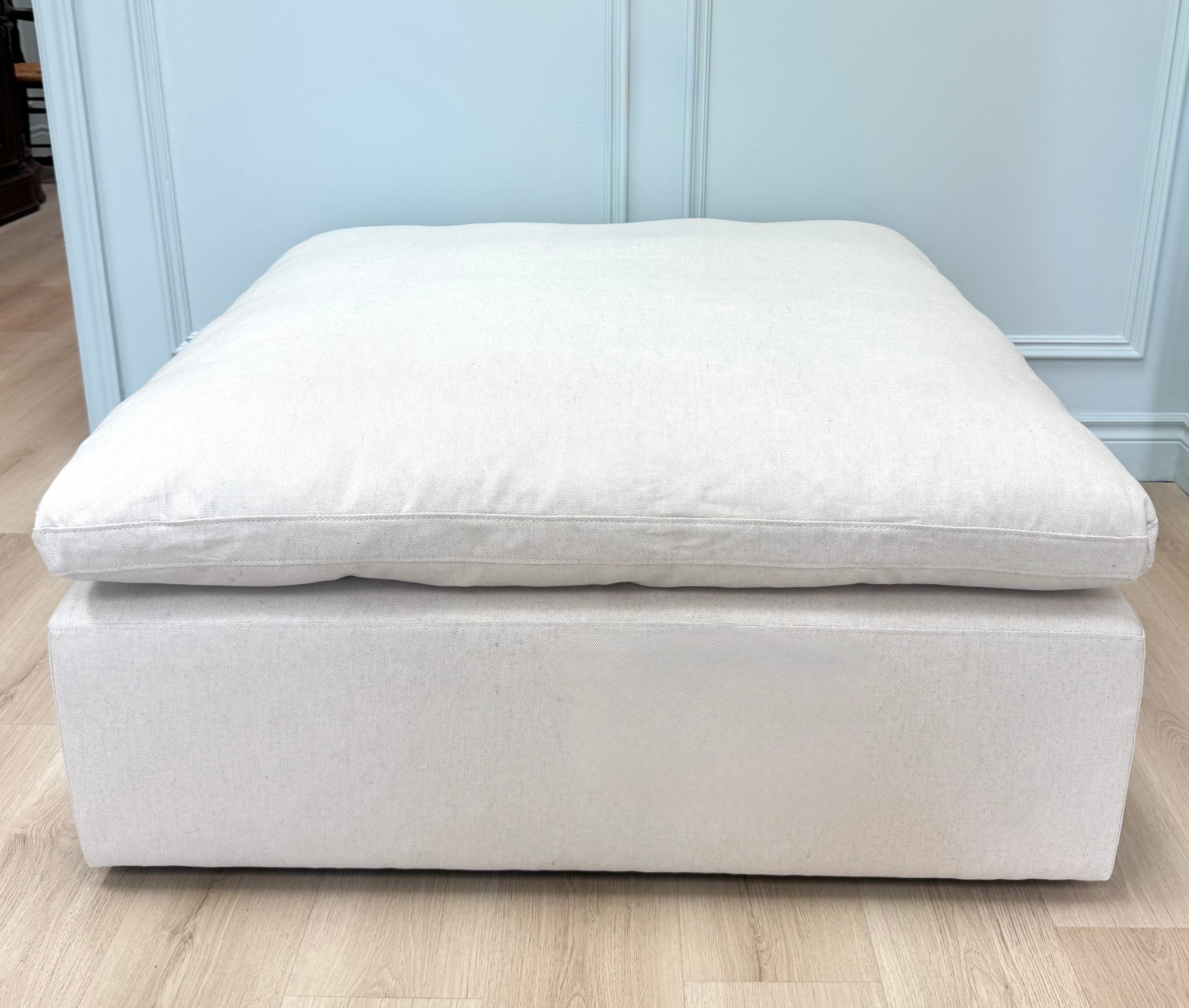 NEW Oatmeal Linen 43" Ottoman