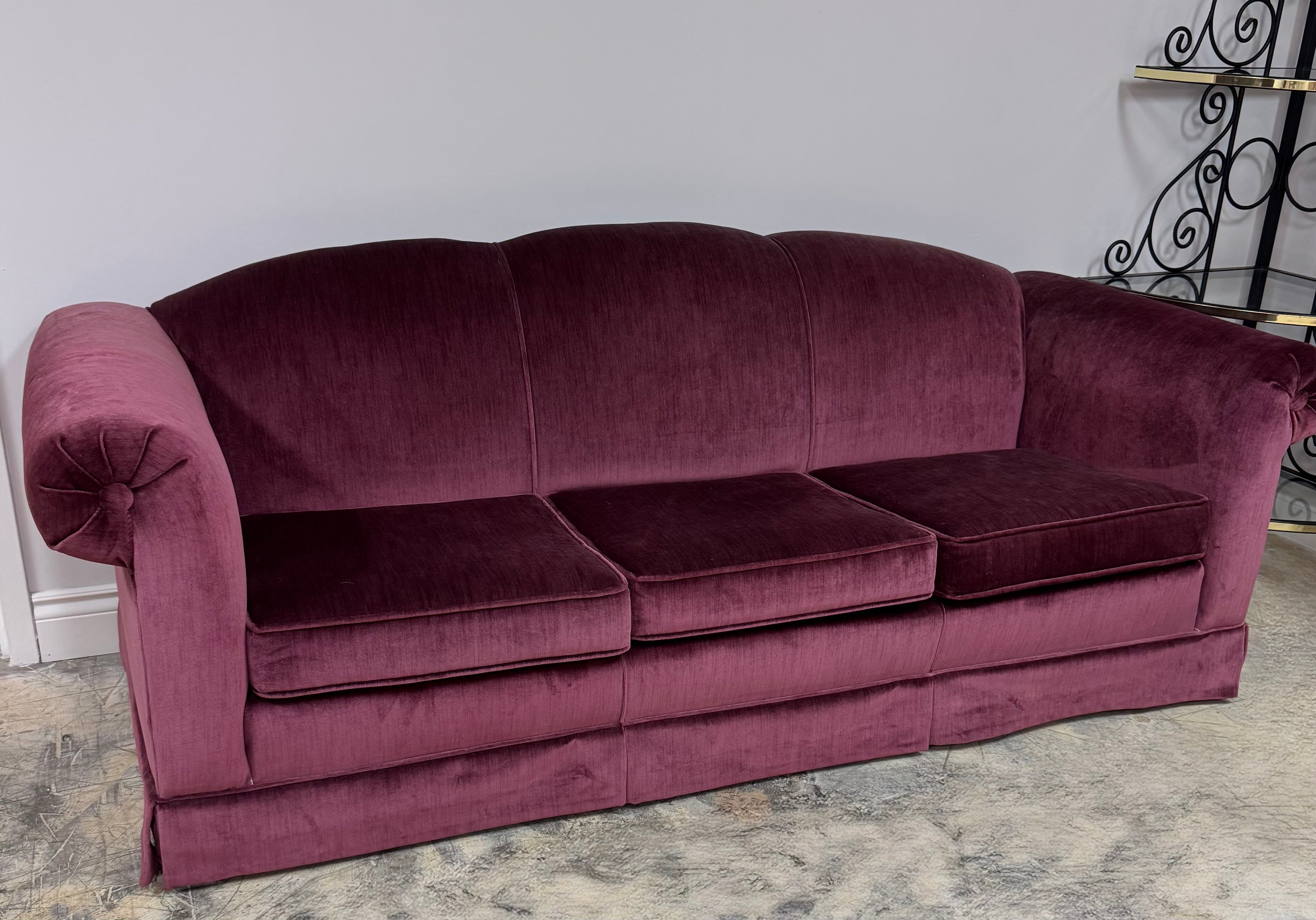 KROEHLER Rich Plum Velvet 88" Sofa