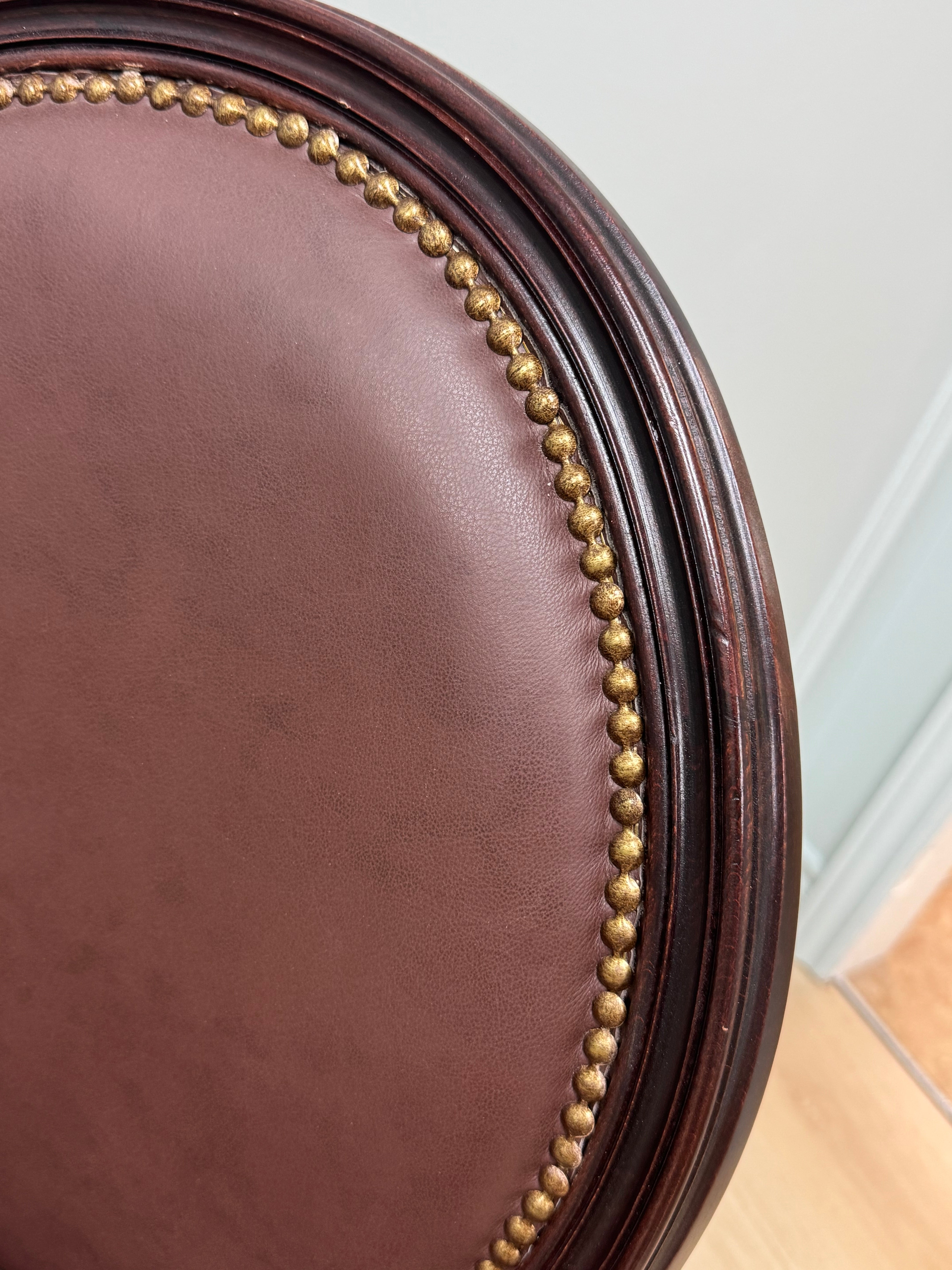 Louis XVI Style Chocolate Faux Leather Chair