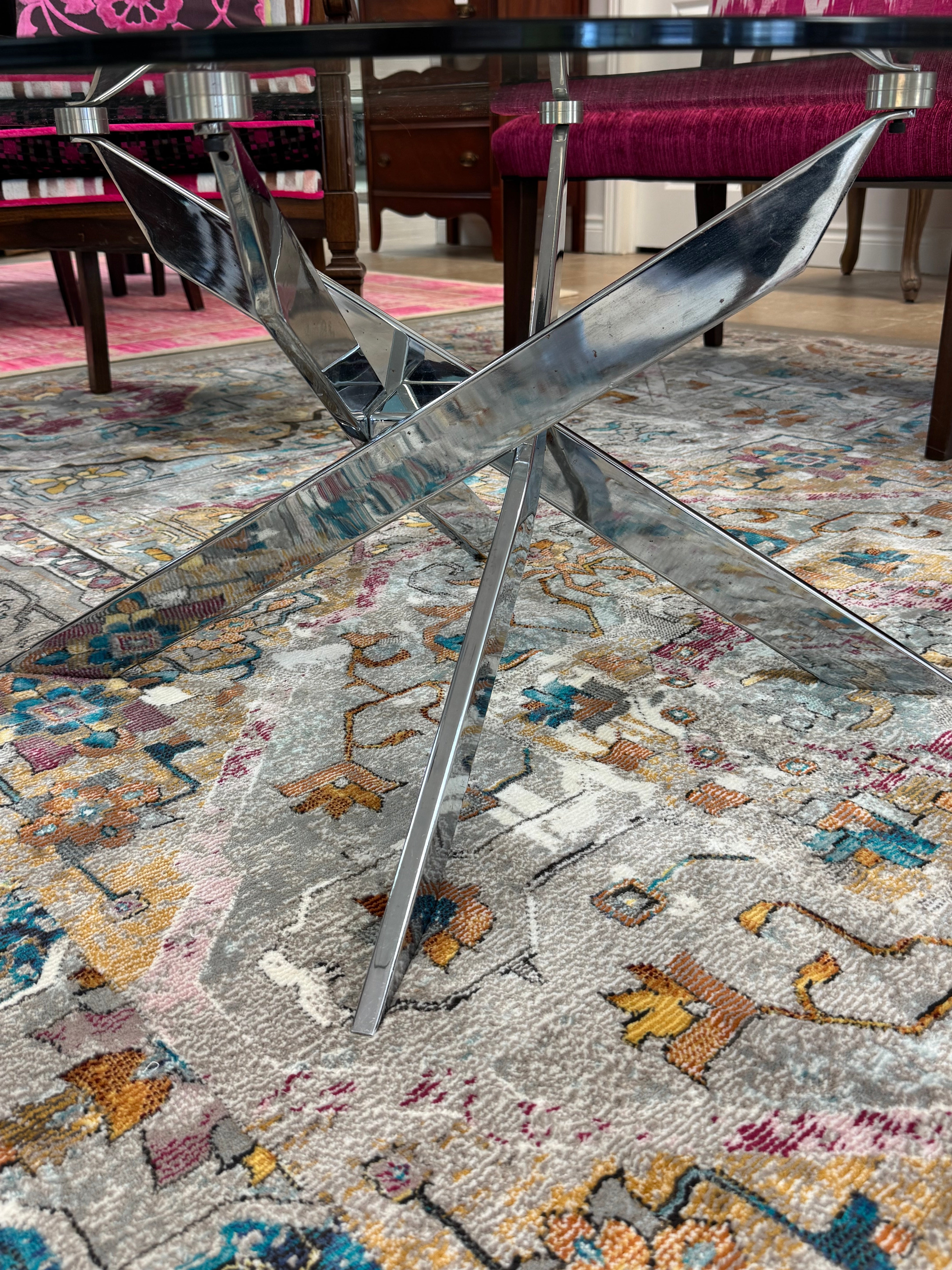 Modern Glass & Chrome 39" Coffee Table