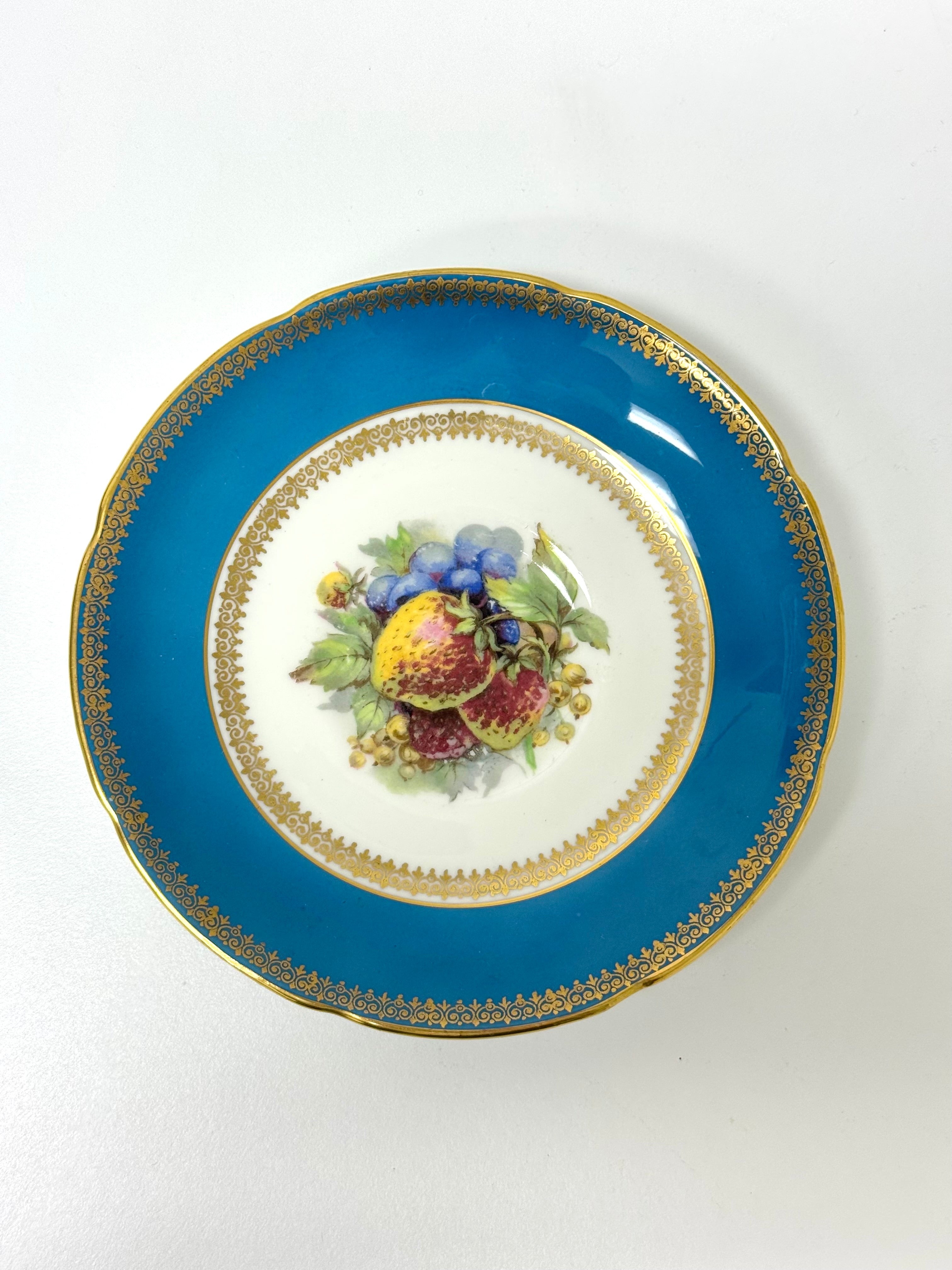 ROYAL GRAFTON Turquoise Blue with Fruit Cup & Saucer