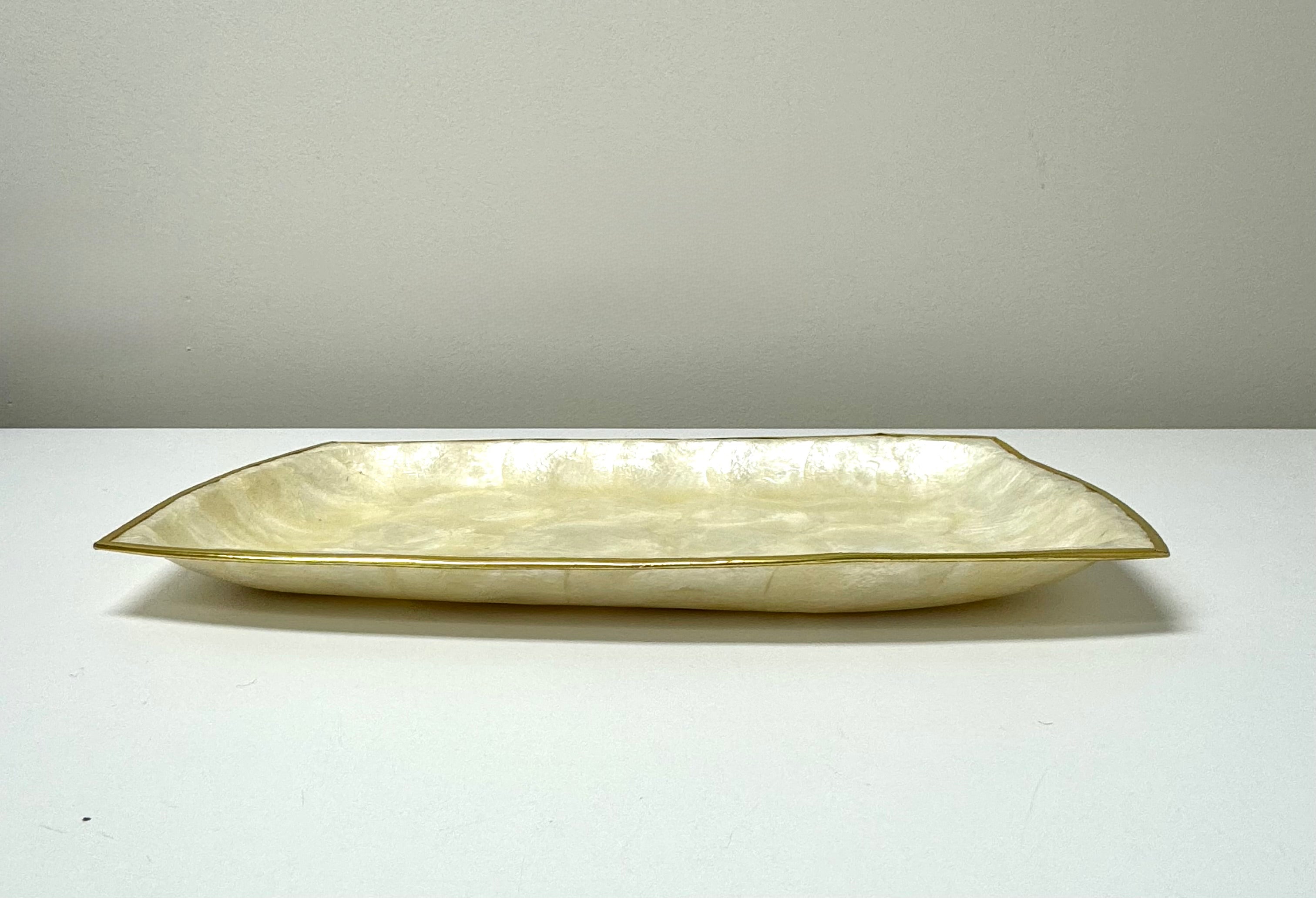 Capiz Tray with Gold Rim
