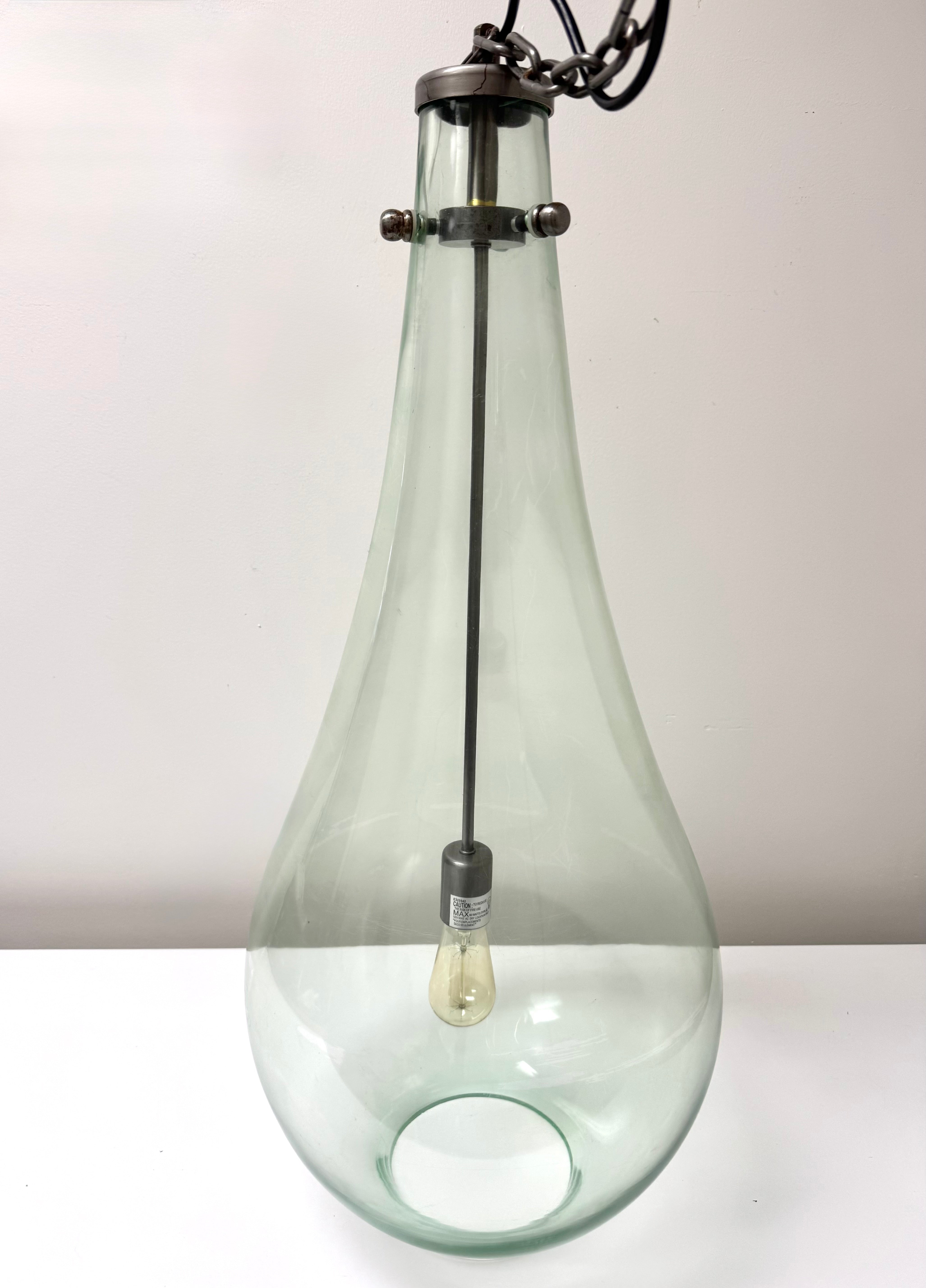 Green Glass Teardrop Large Pendant Light