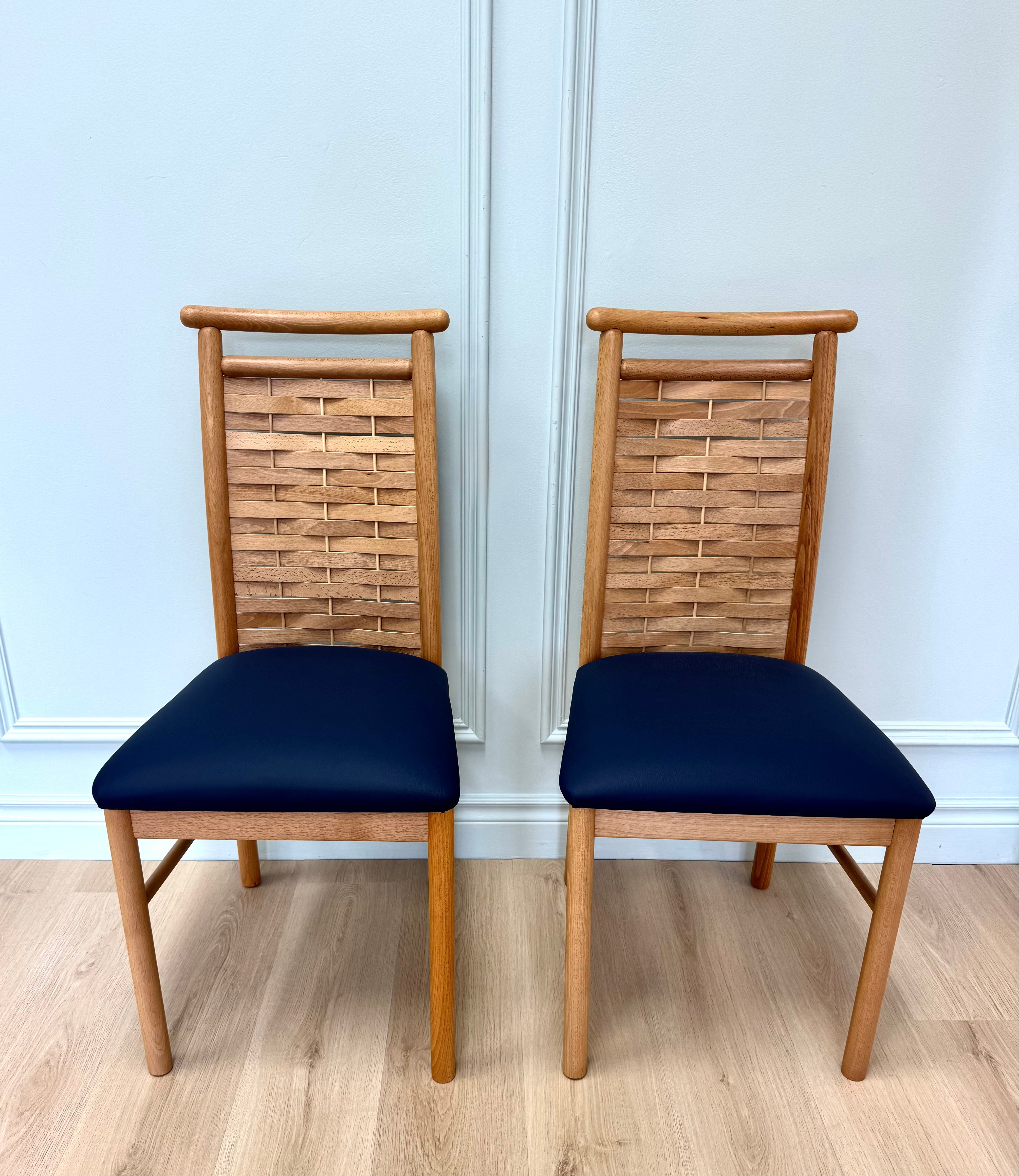 Solid Beech Woven-back Dining Chairs Set of 2