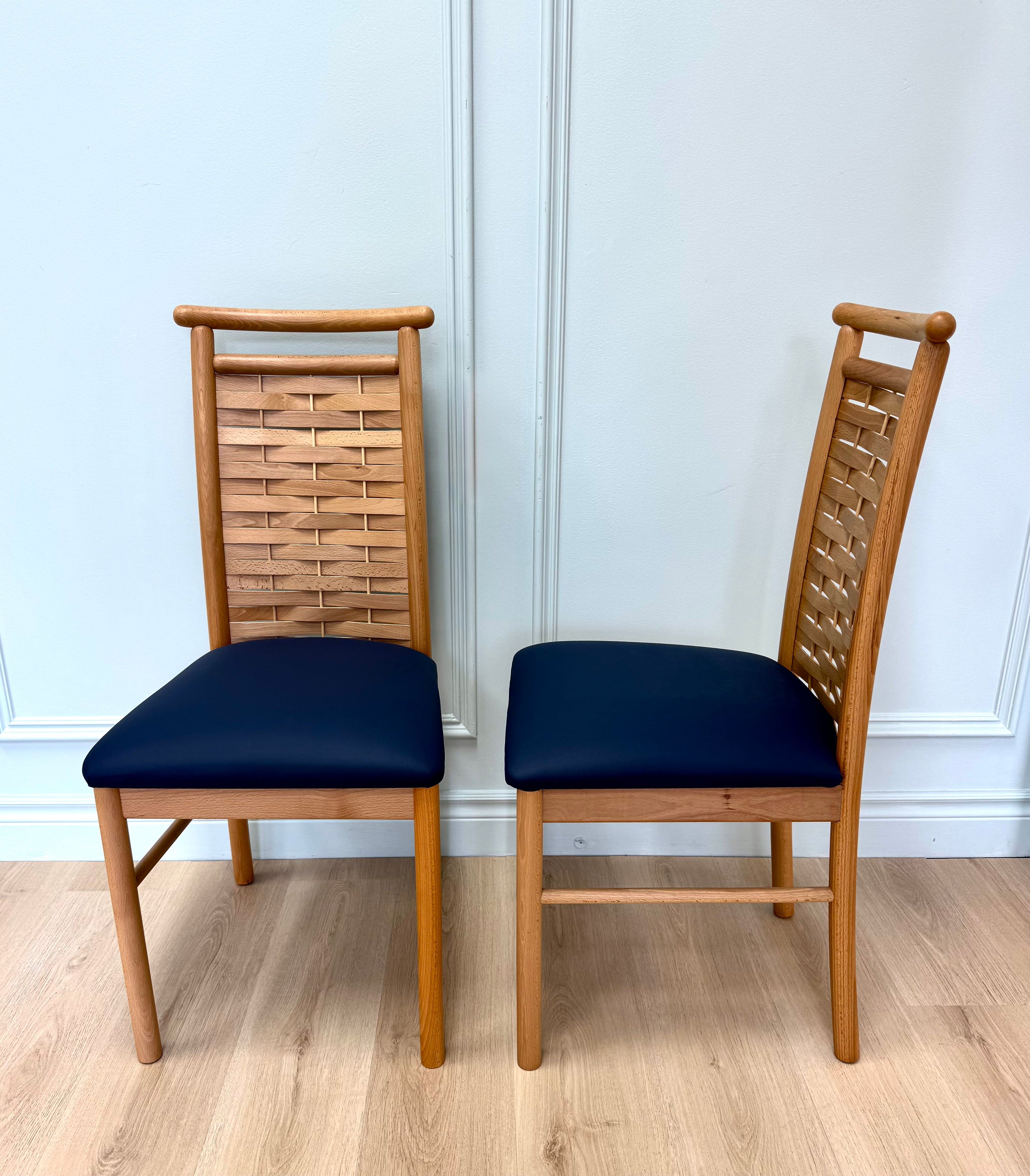 Solid Beech Woven-back Dining Chairs Set of 2