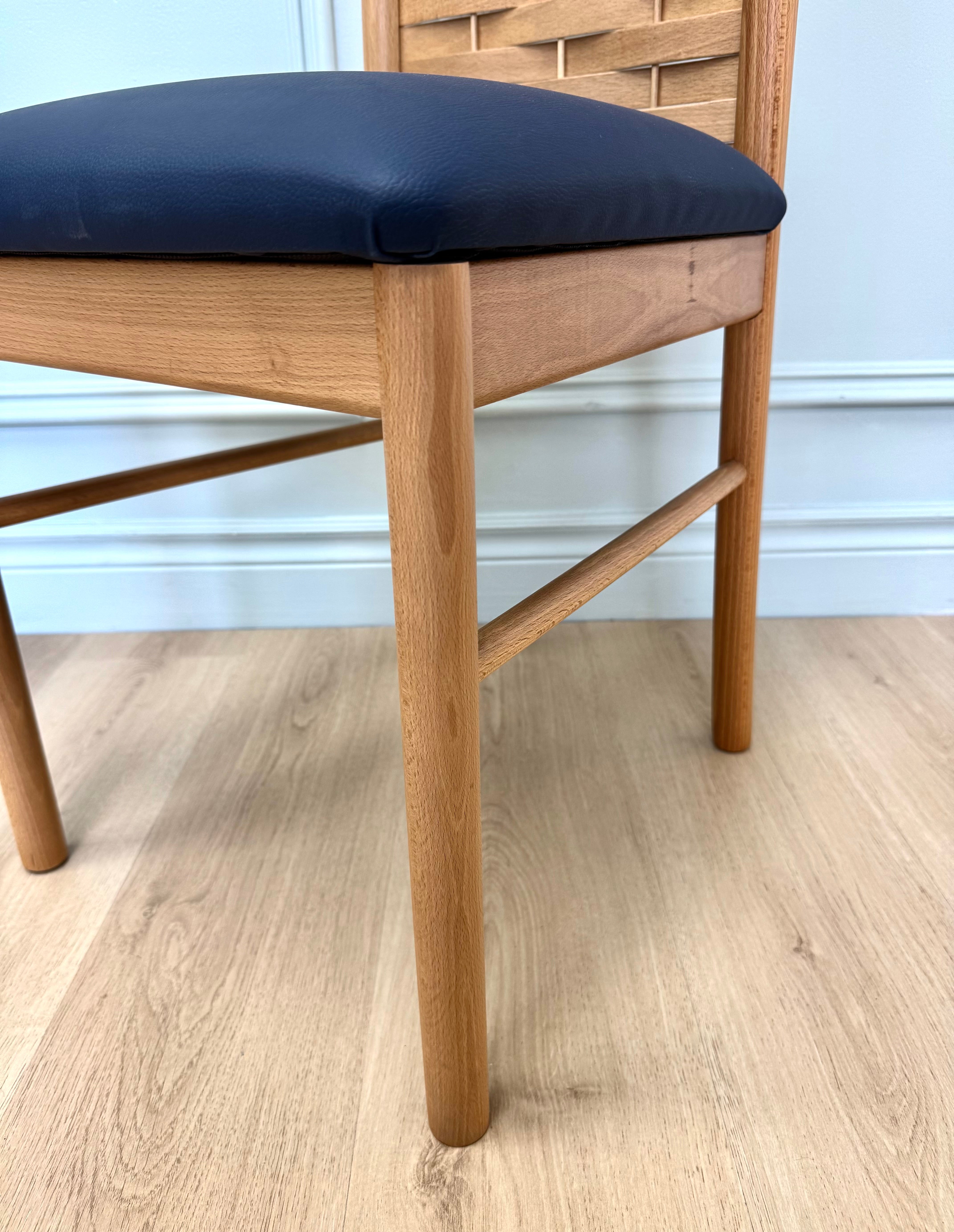 Solid Beech Woven-back Dining Chairs Set of 2