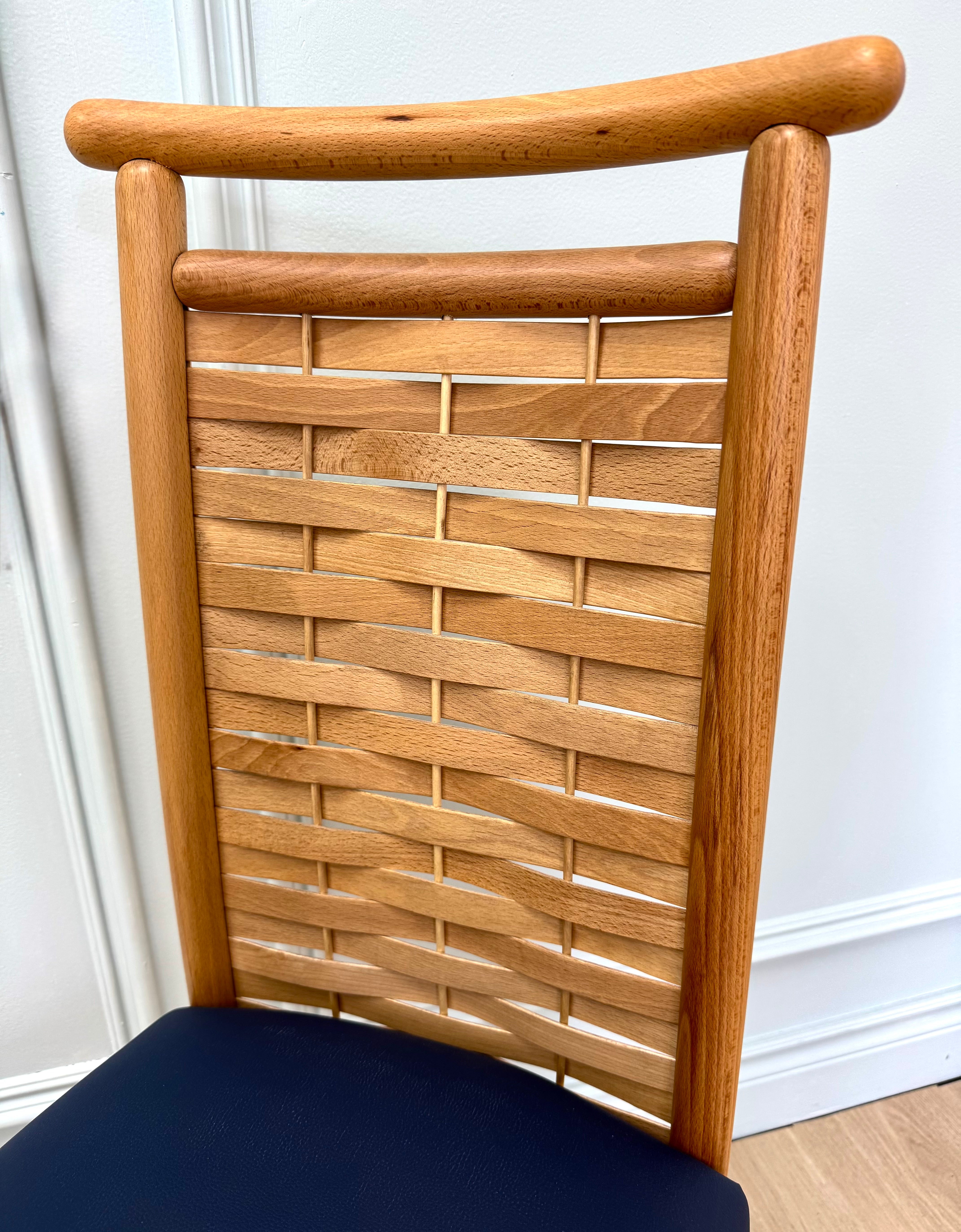 Solid Beech Woven-back Dining Chairs Set of 2