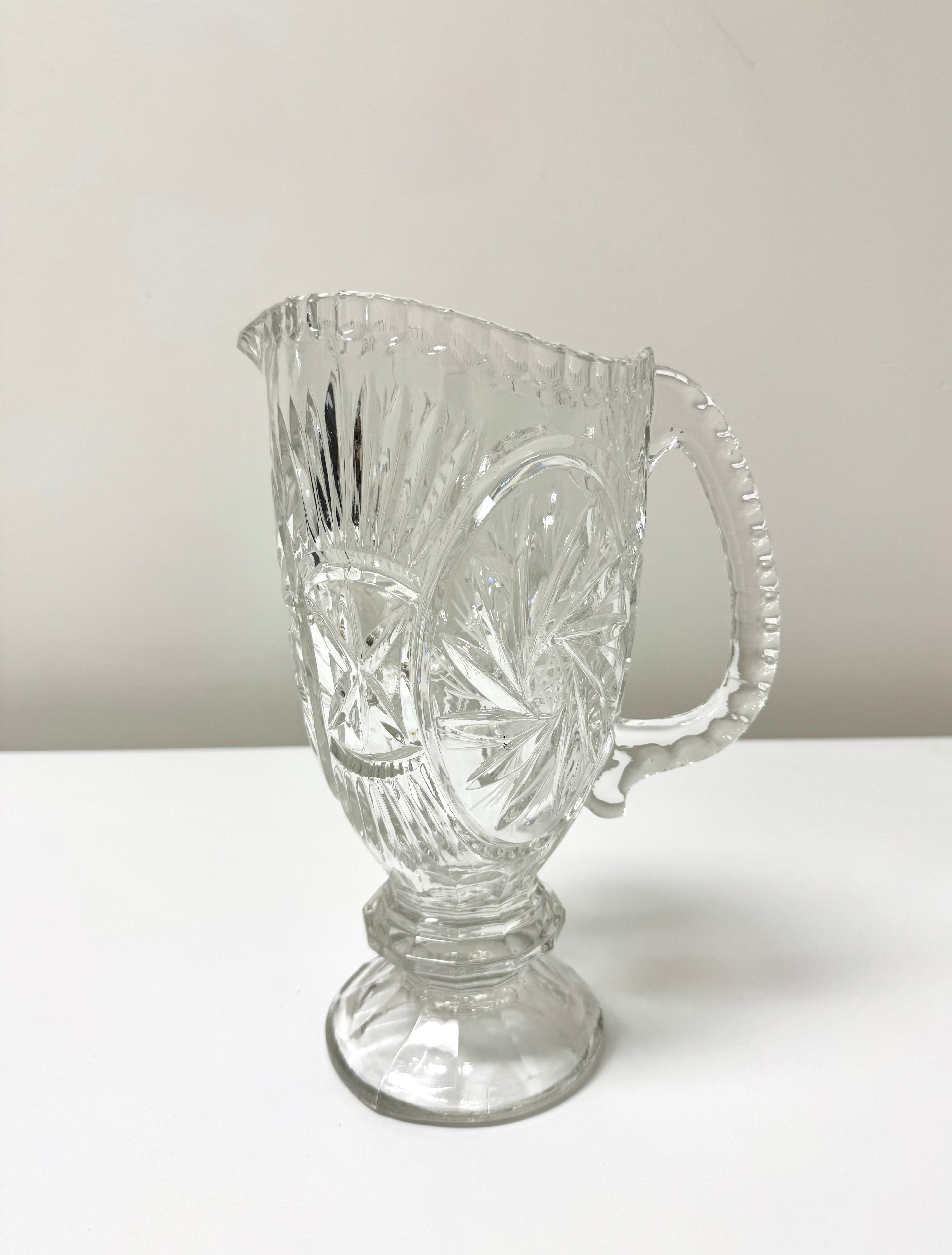Pinwheel Crystal Footed Pitcher