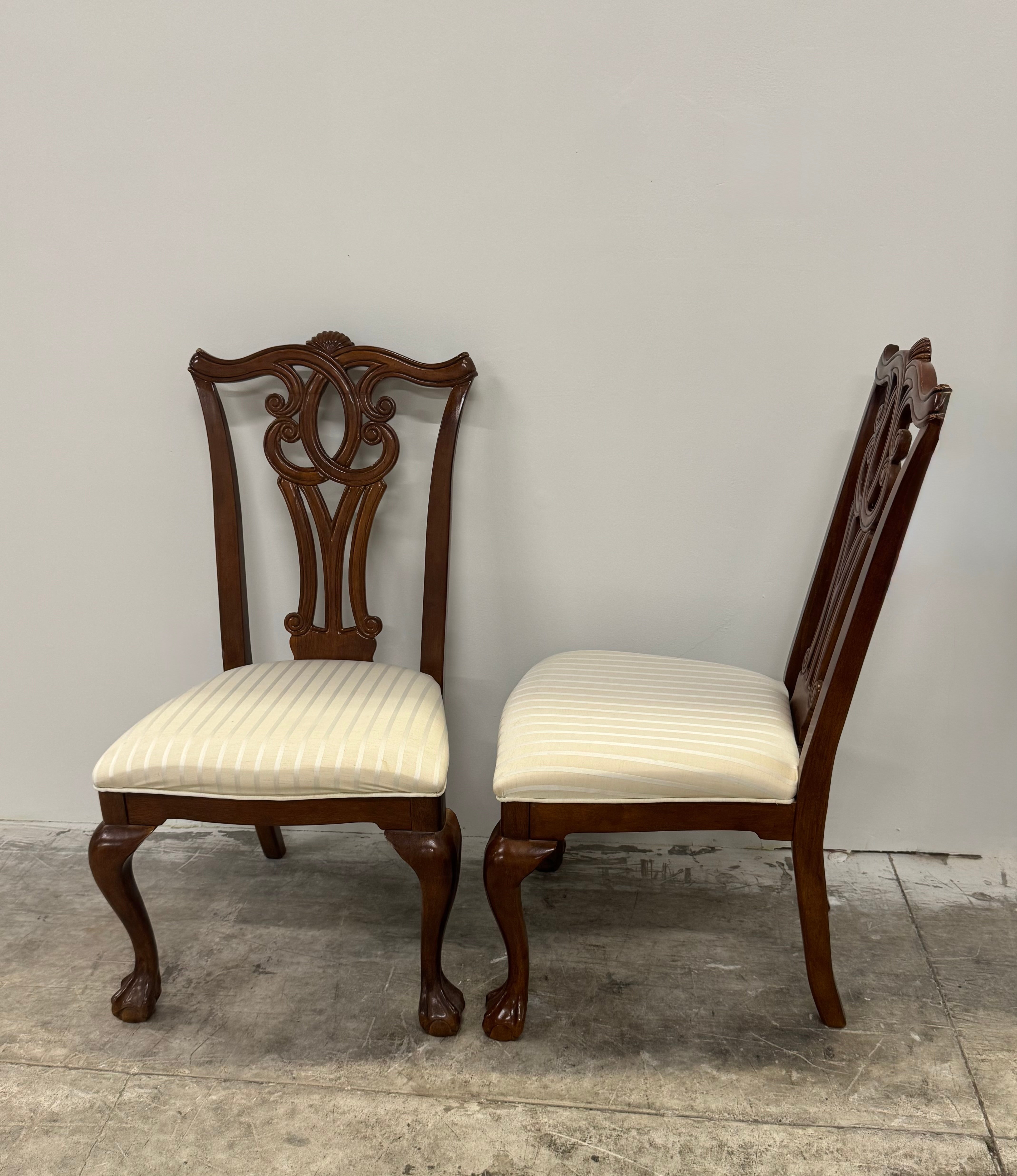 Mahogany Striped Dining Chairs Set of 2