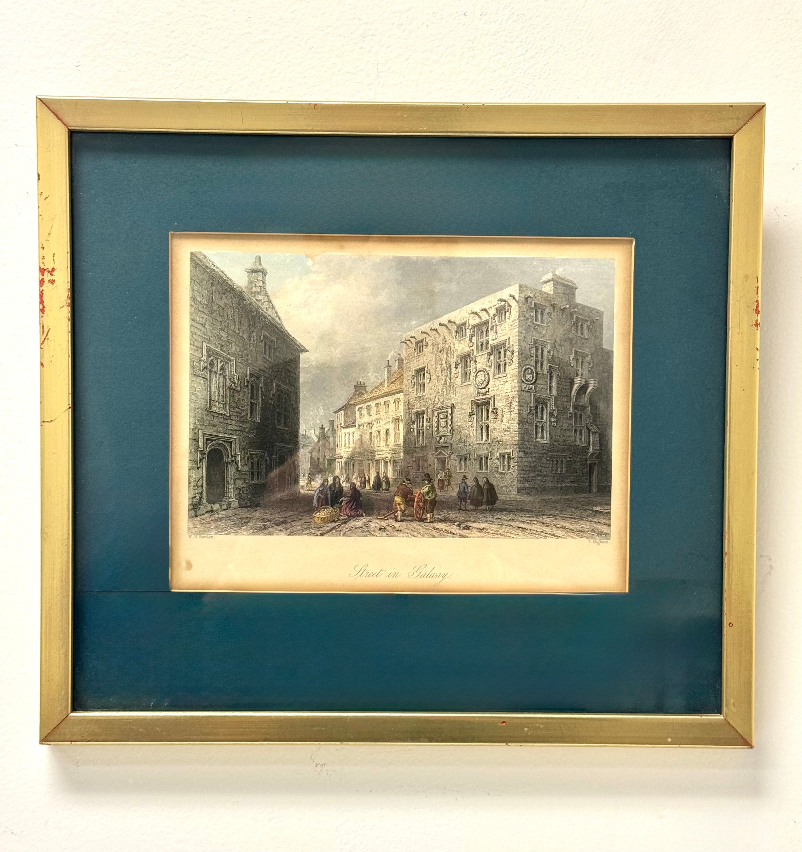 Vintage 'Street in Galway' Steel Engraving Print