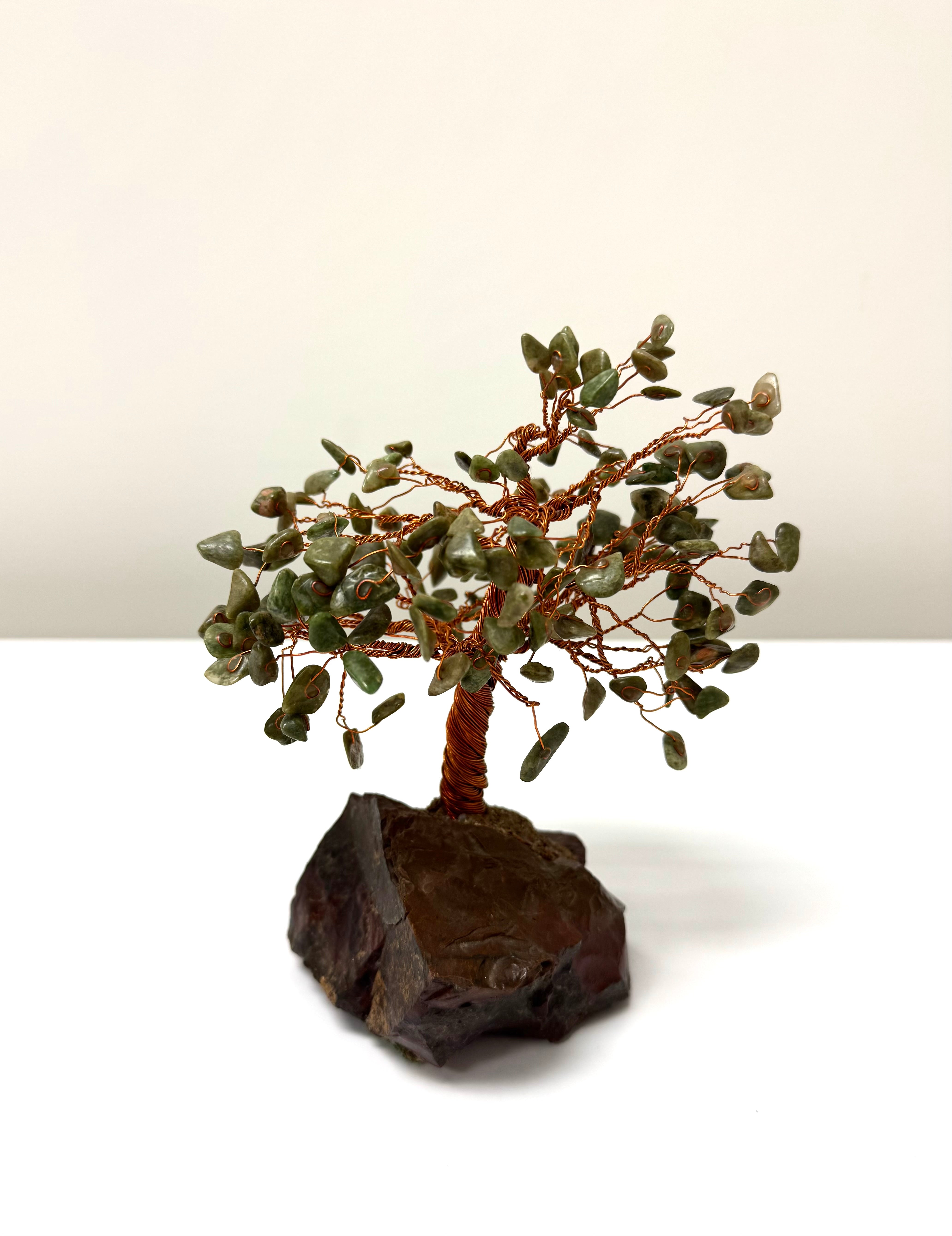Green Gemstone Bonsai Tree on Natural Stone Base