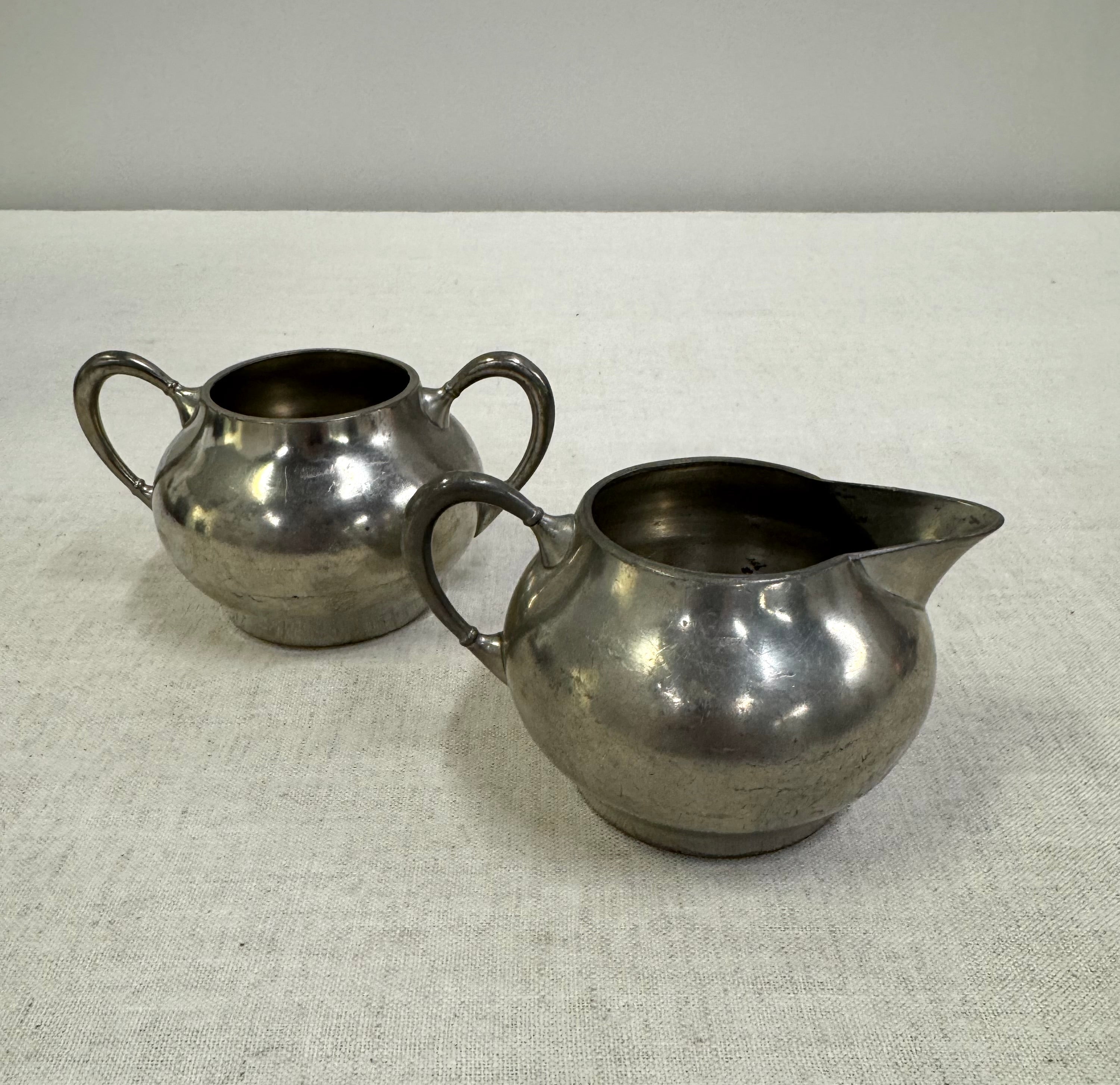 Vintage Pewter Cream & Sugar Set