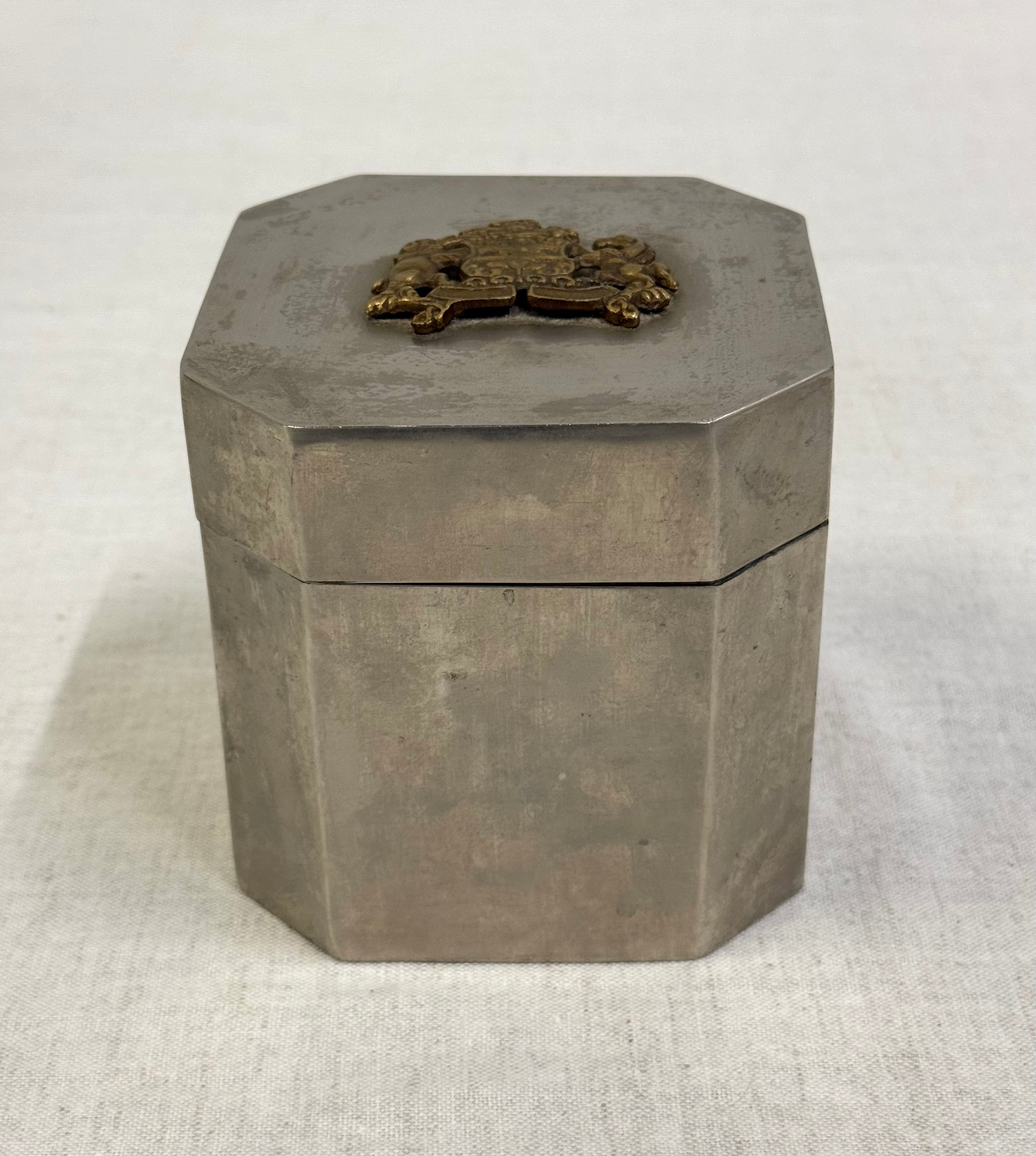 Metal Octagonal Crested Box
