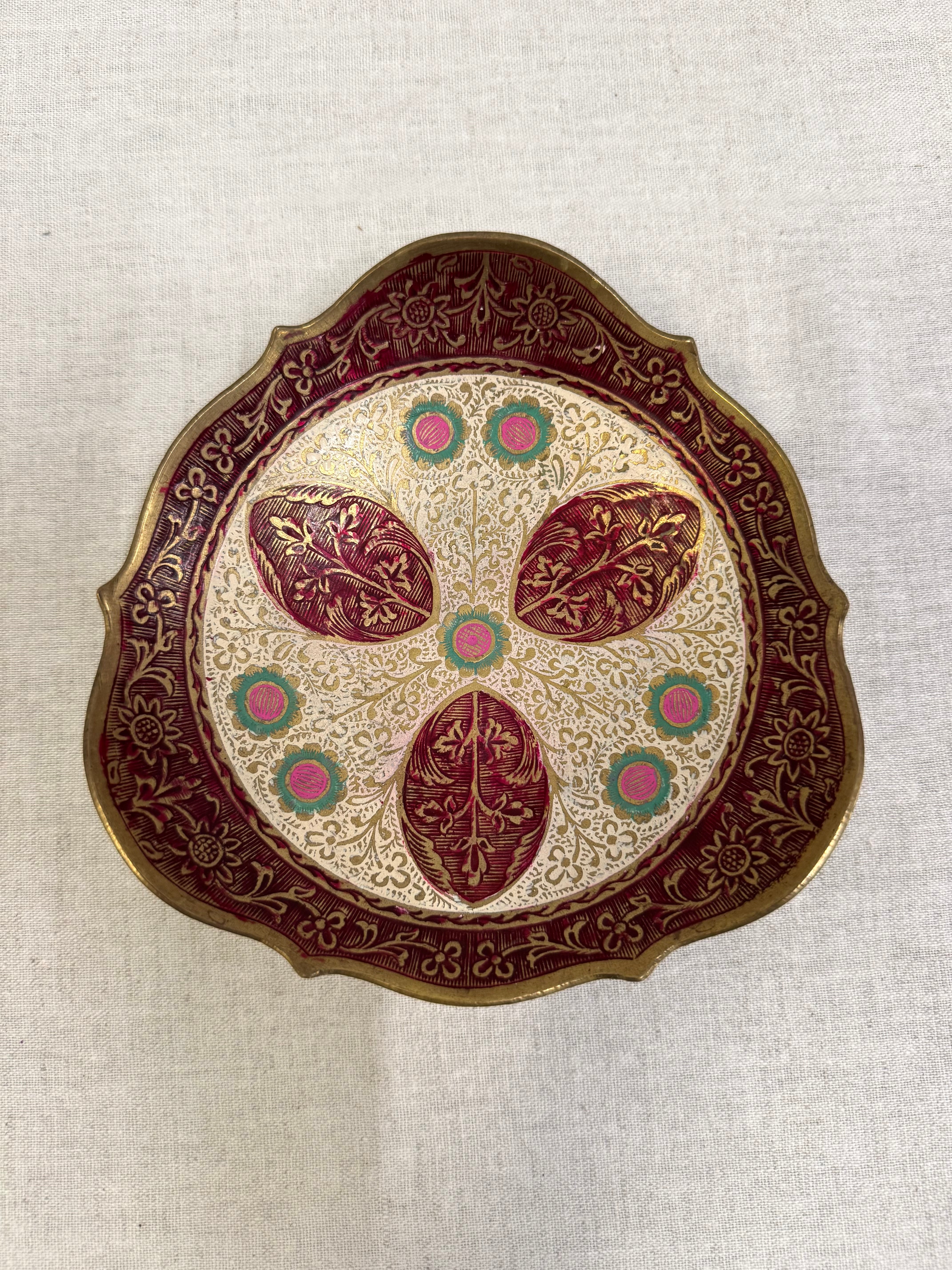 Meenakari Hand-painted Brass Pedestal Bowl