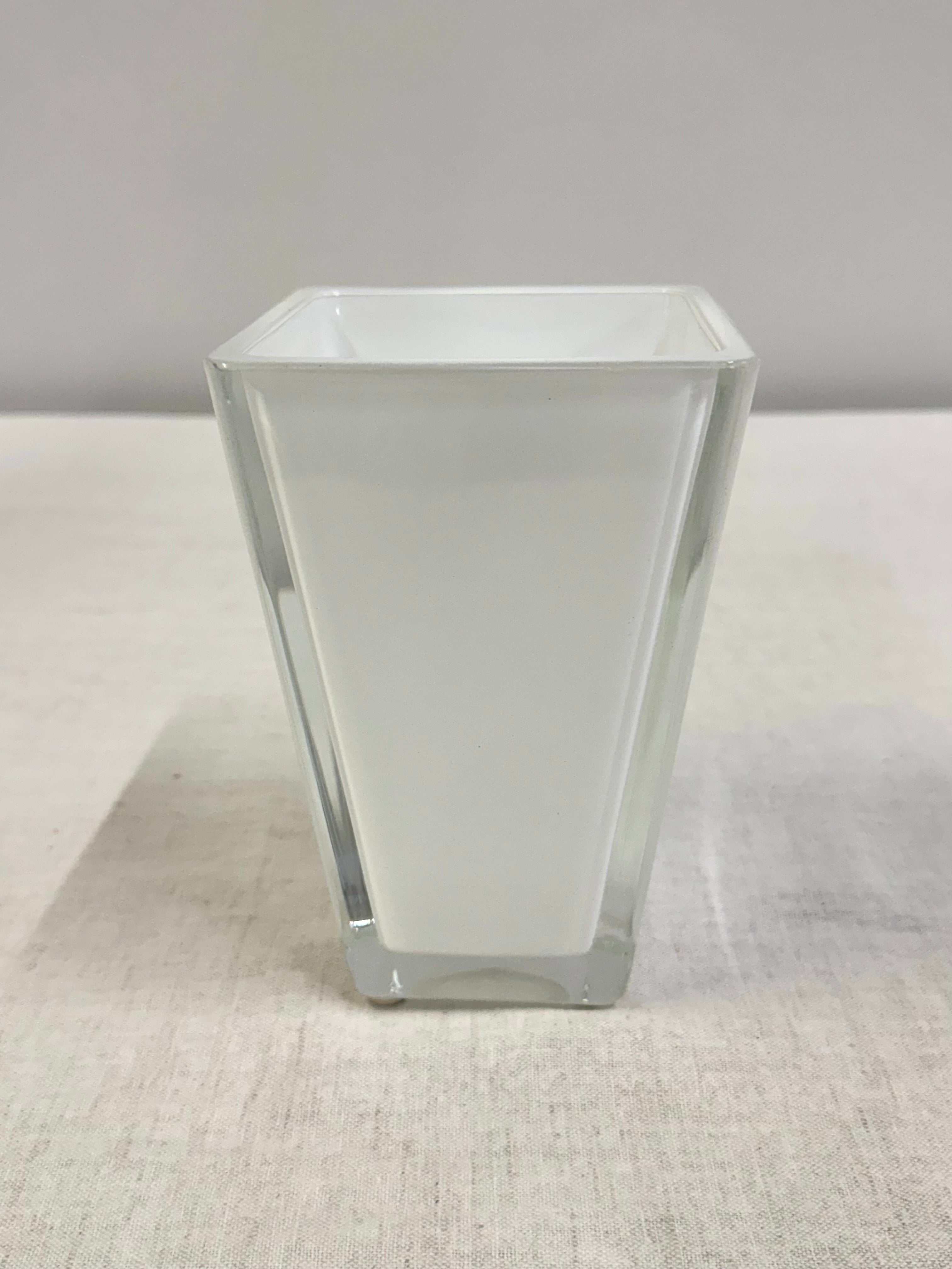White Glass Tapered Square Vase