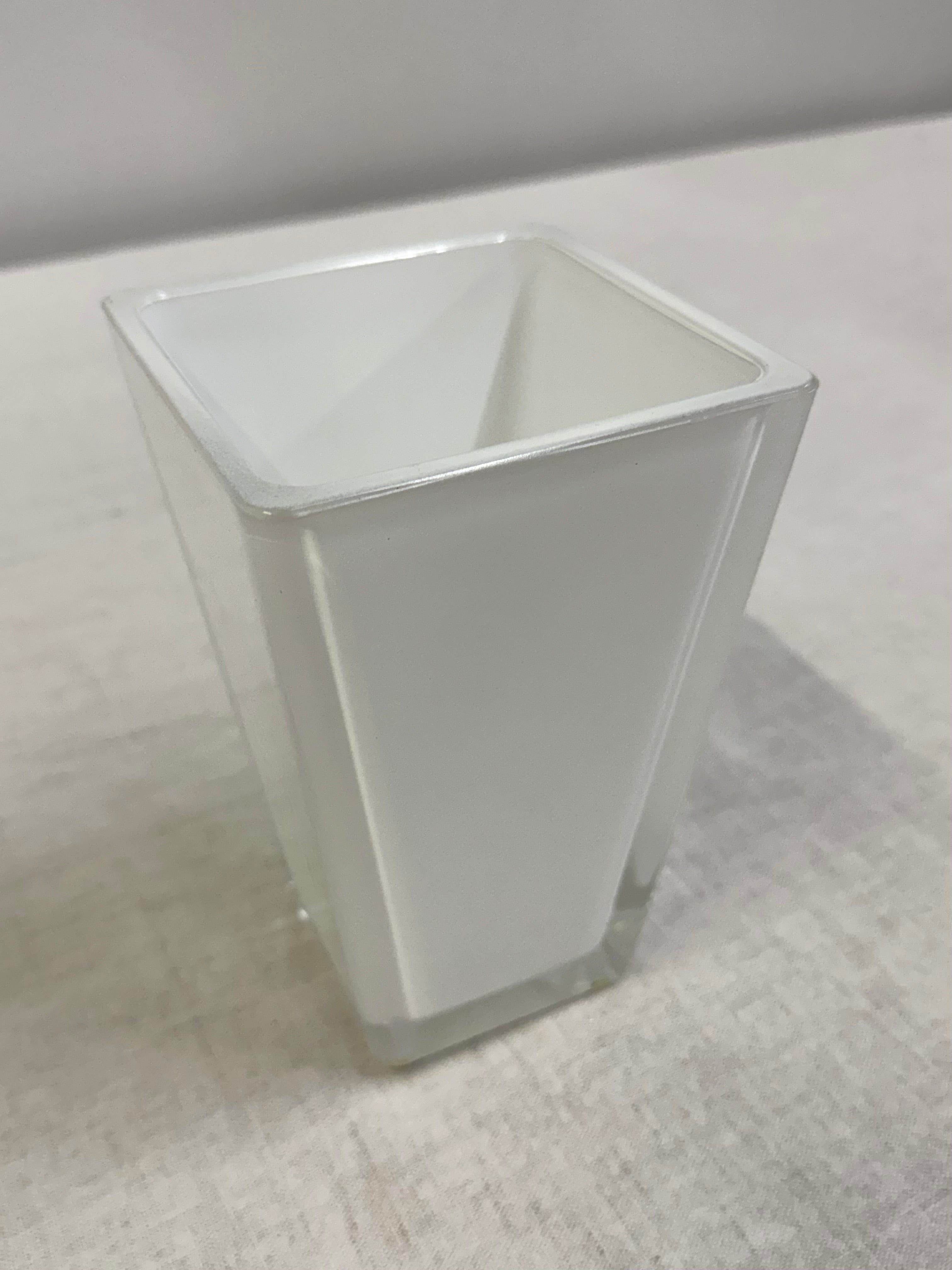 White Glass Tapered Square Vase
