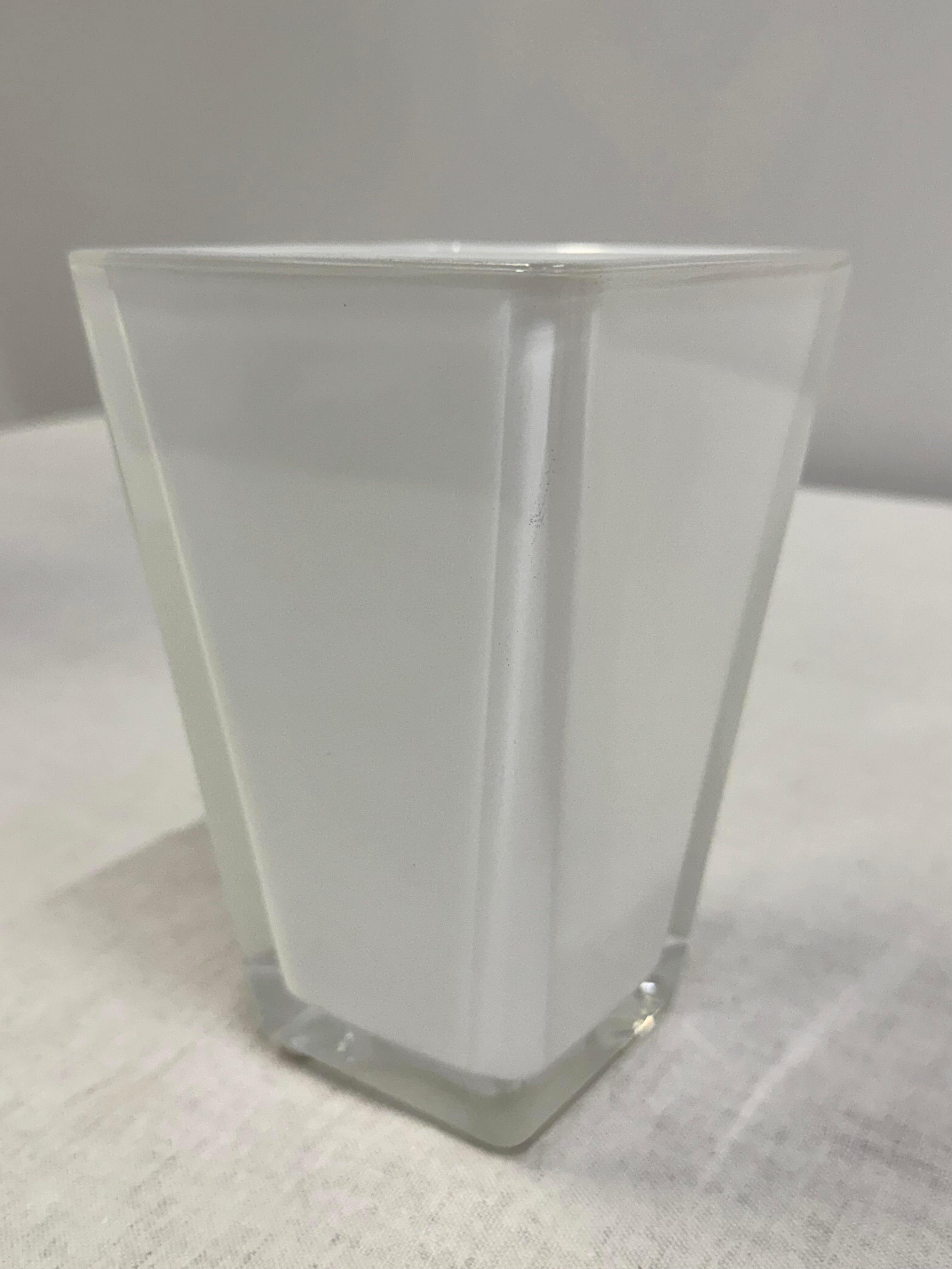 White Glass Tapered Square Vase