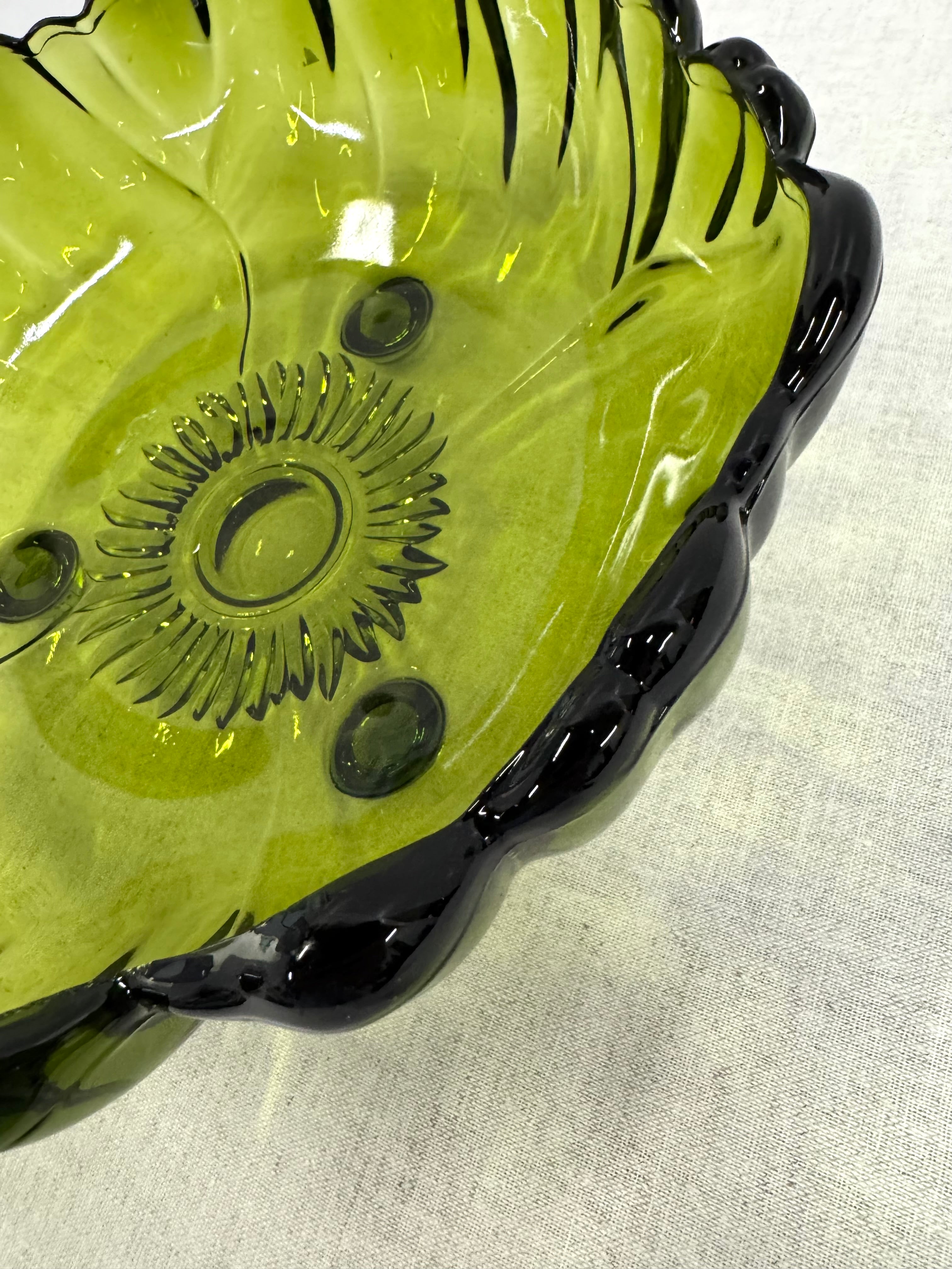 Vintage Avocado Footed Bowl