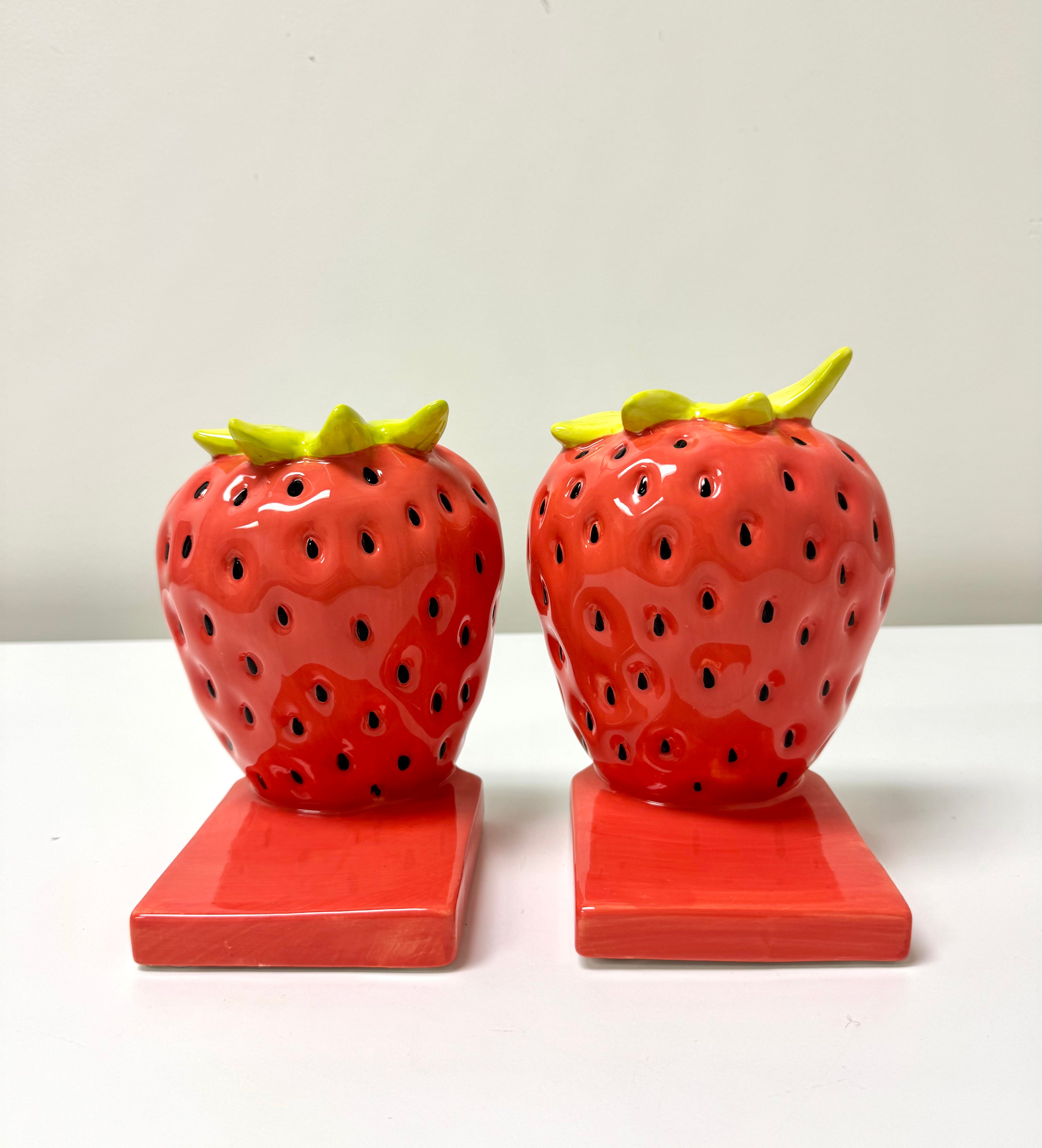 Ceramic Strawberry Book Ends