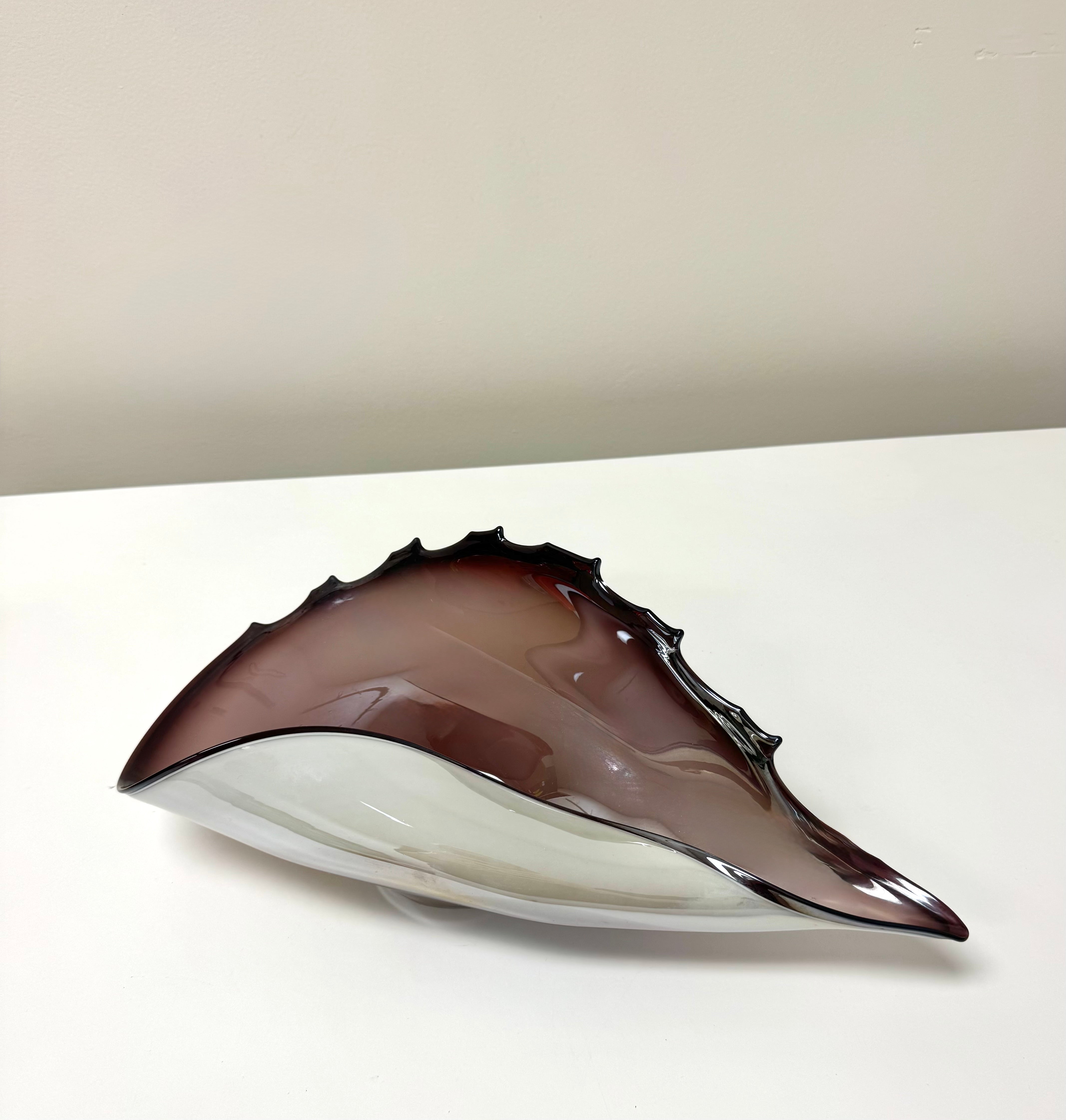 Hand-blown Plum Art Glass Shell