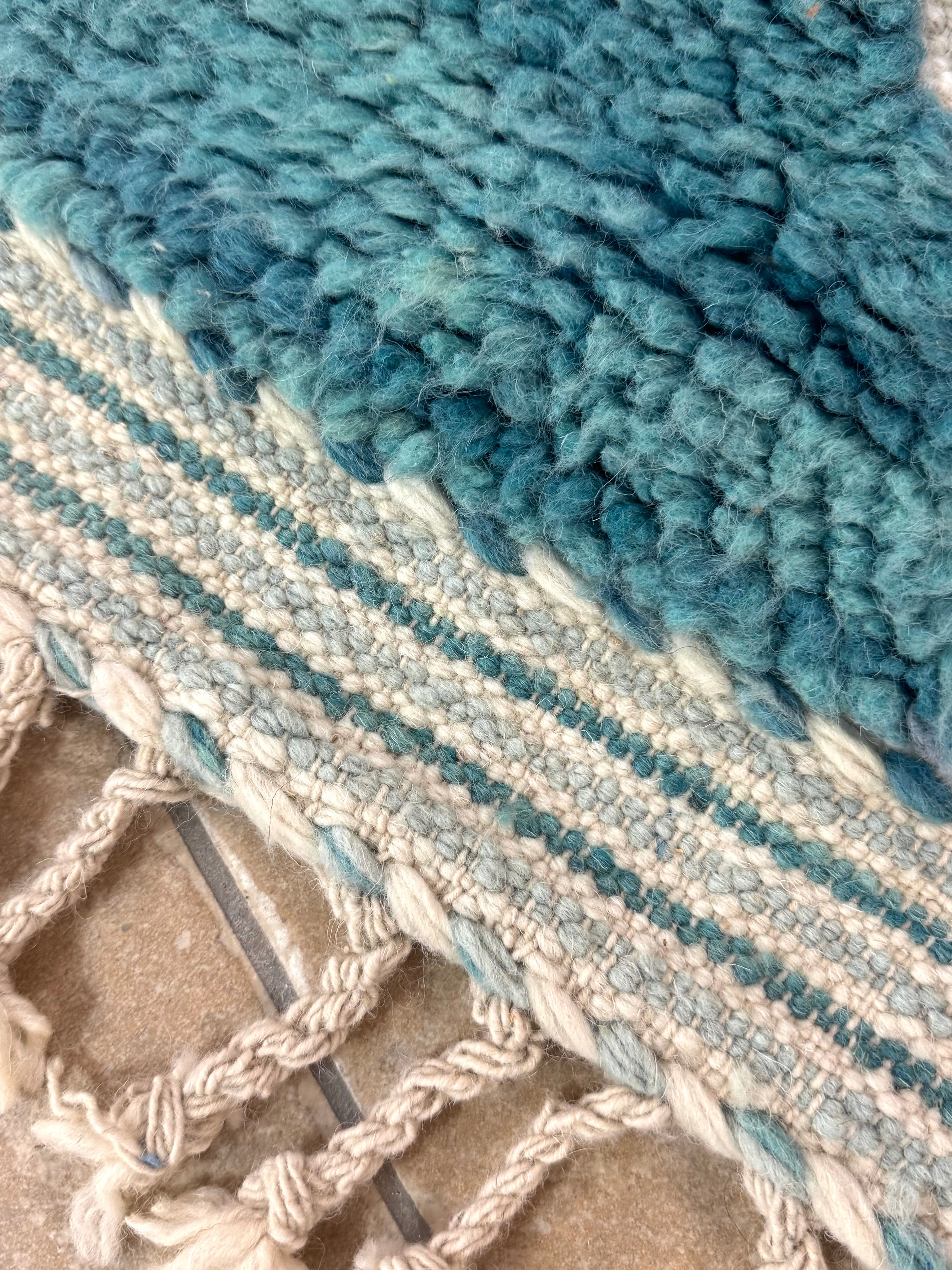 Moroccan Tassel Blue Block 38" x 67" Rug