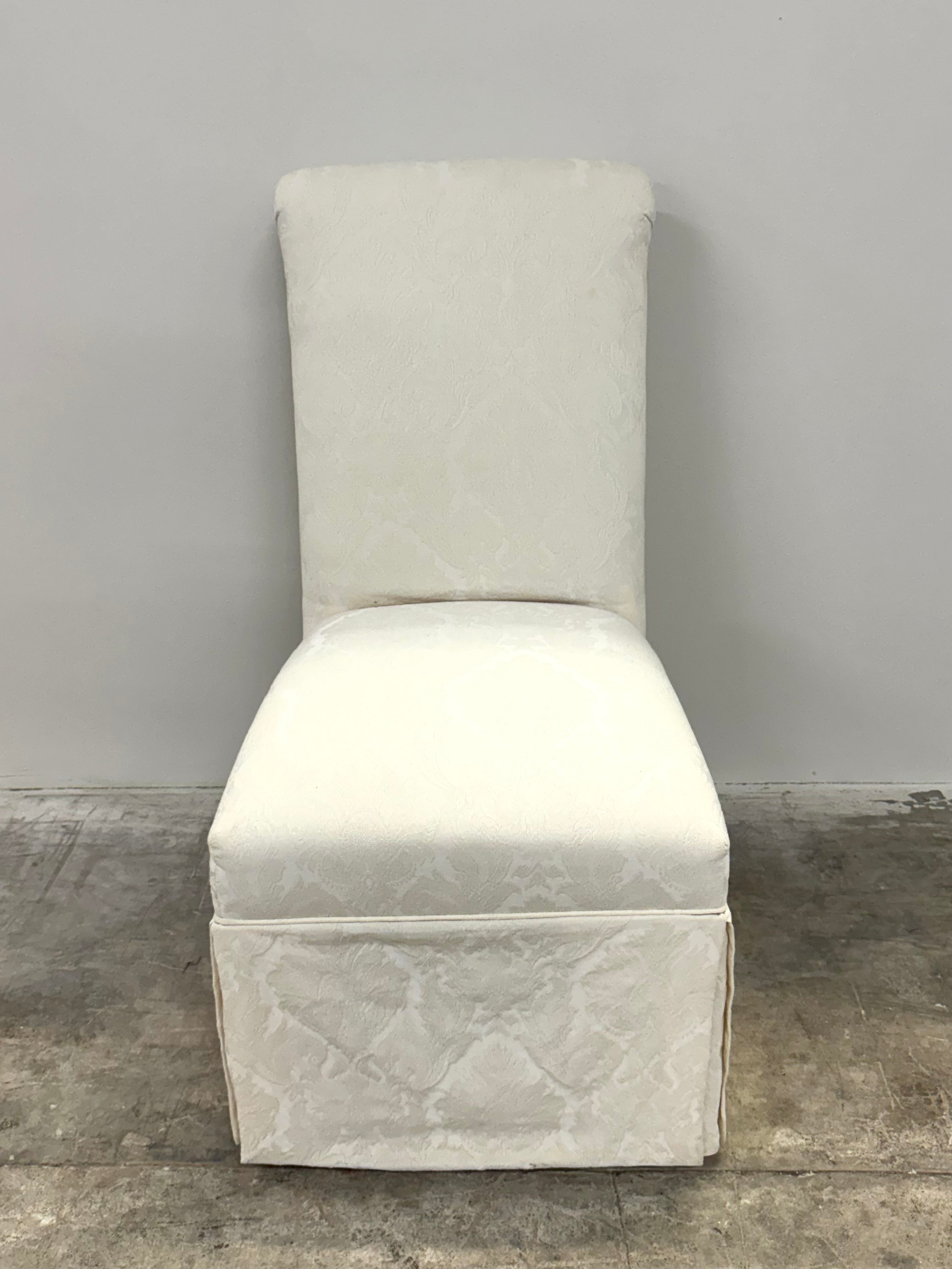 White Damask Slipper Chair