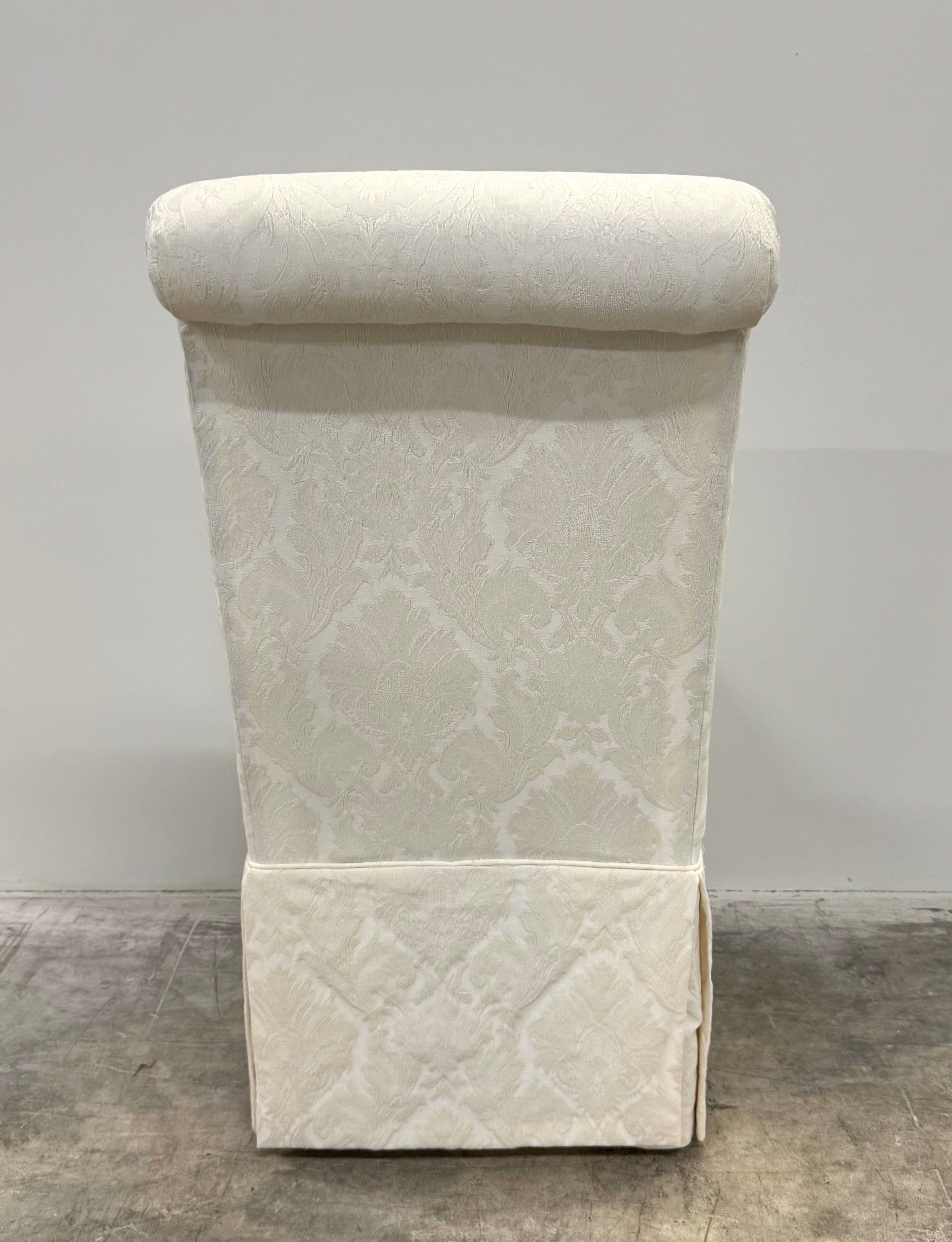 White Damask Slipper Chair