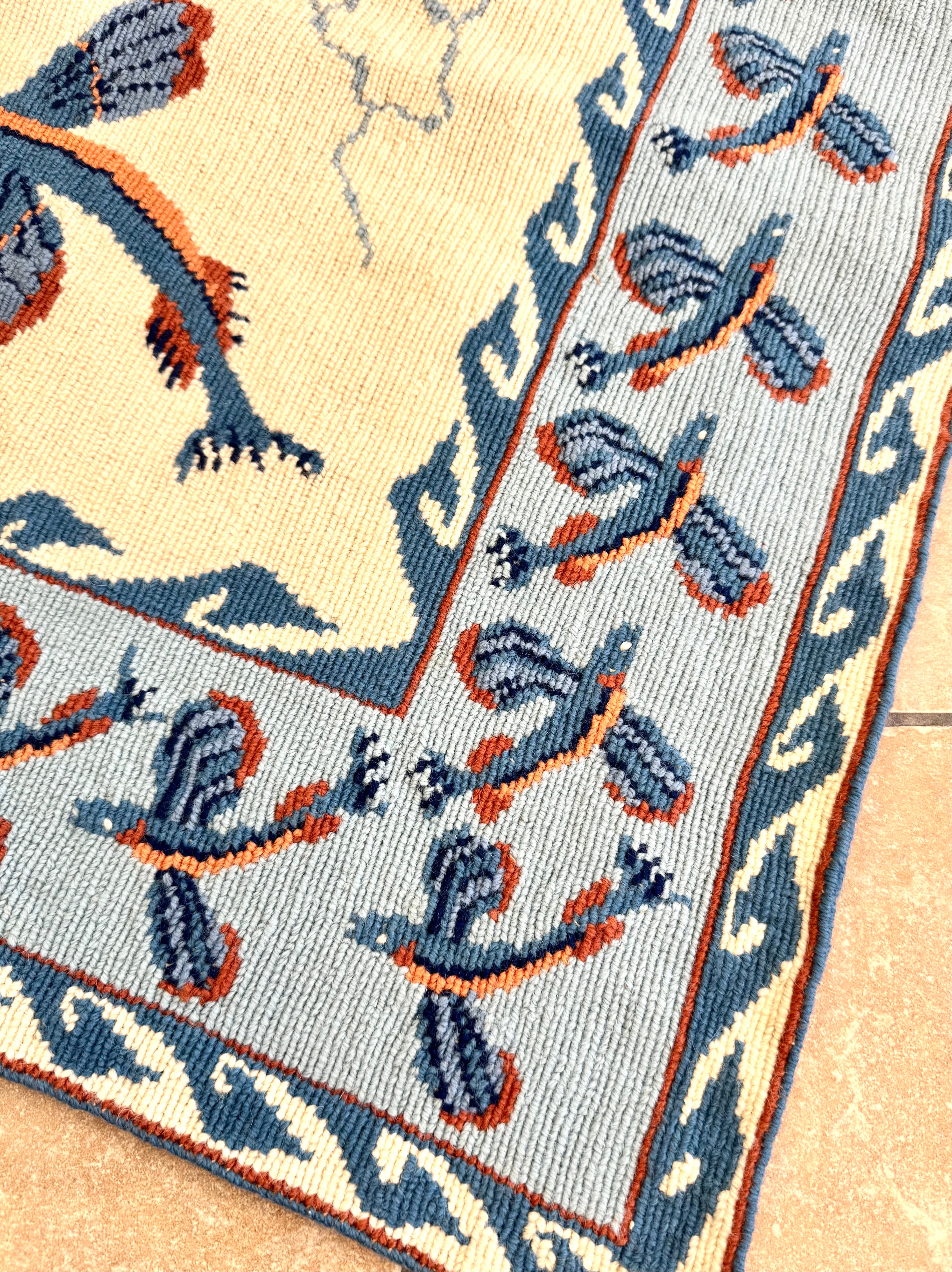 Vintage Hand-made Flying Fish Needlepoint