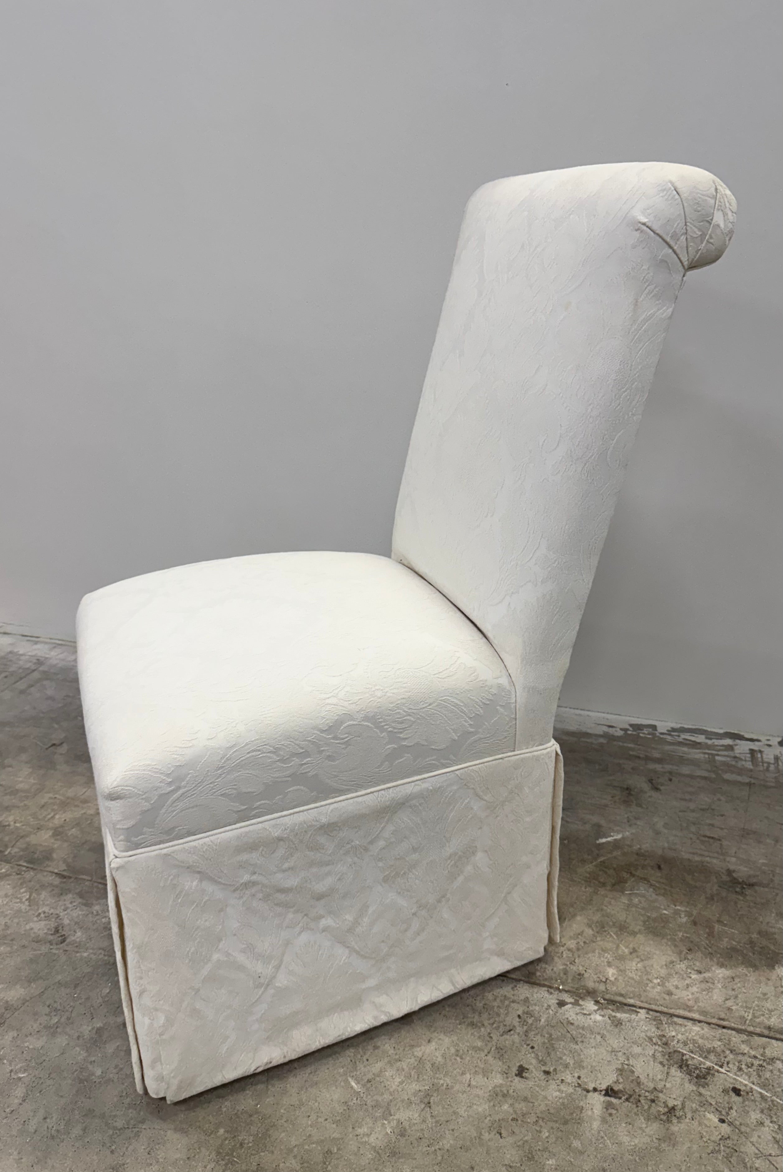 White Damask Slipper Chair