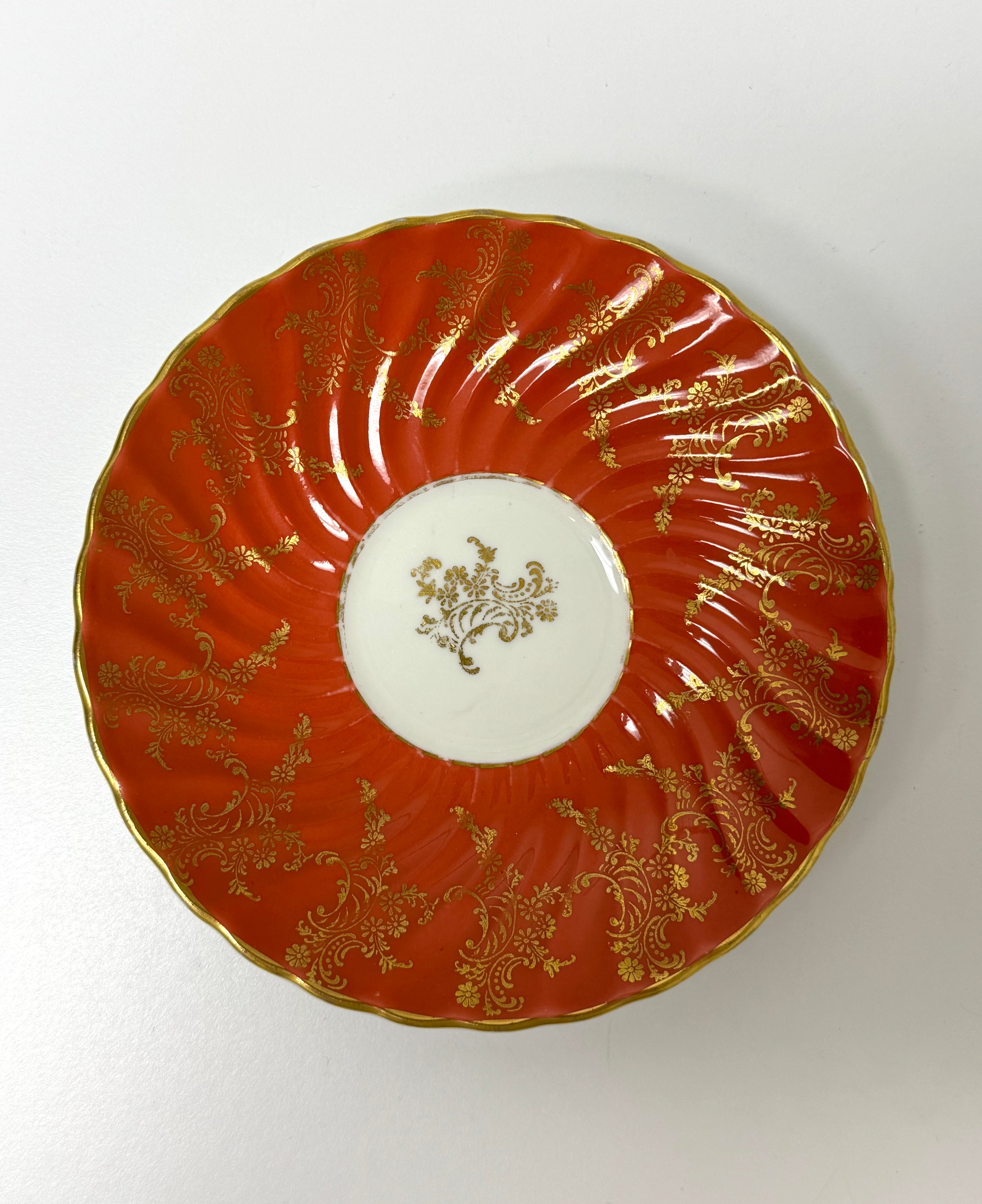 AYNSLEY Burnt Orange & Gold Cup & Saucer