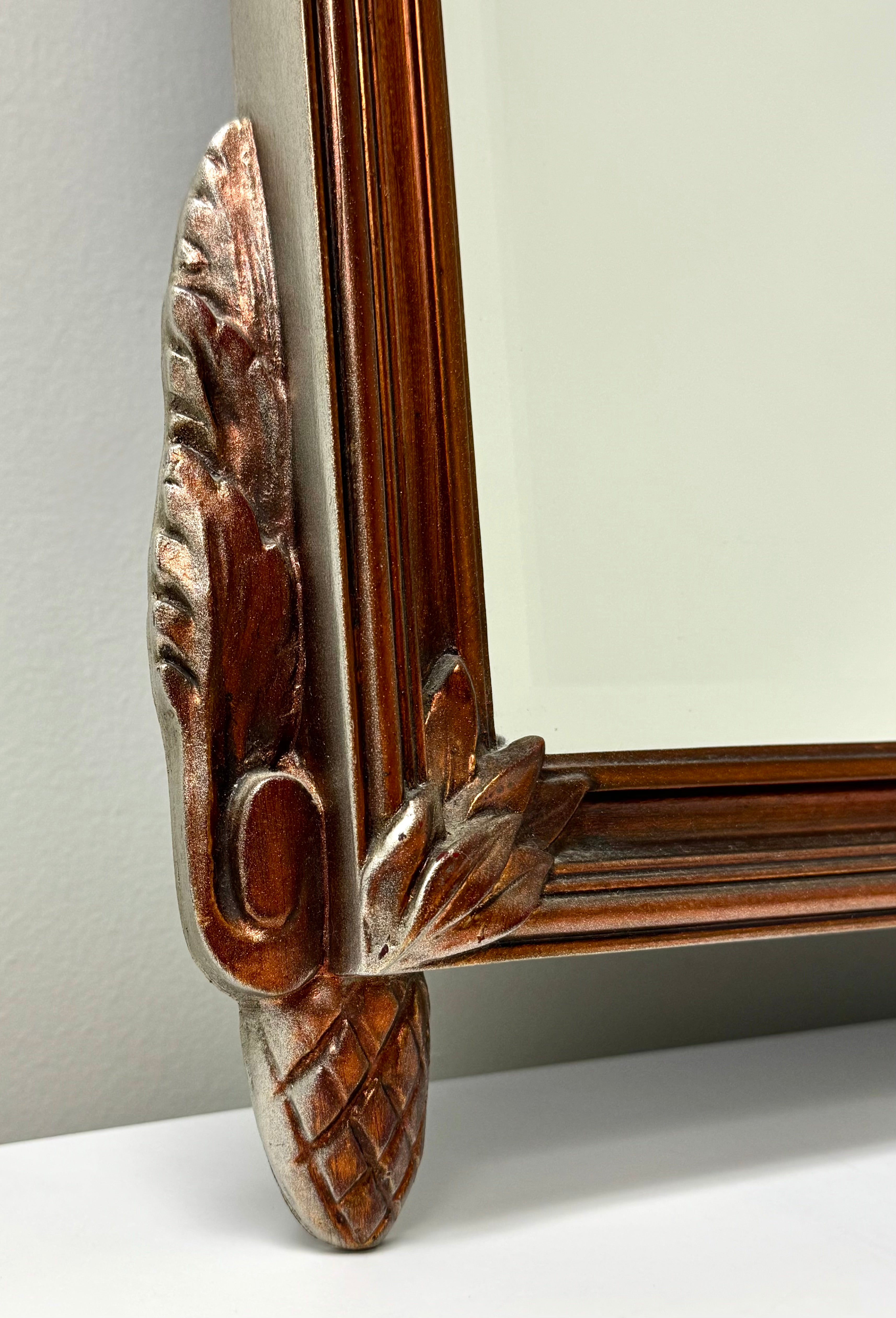 French Traditional Antiqued Silver Copper Mirror