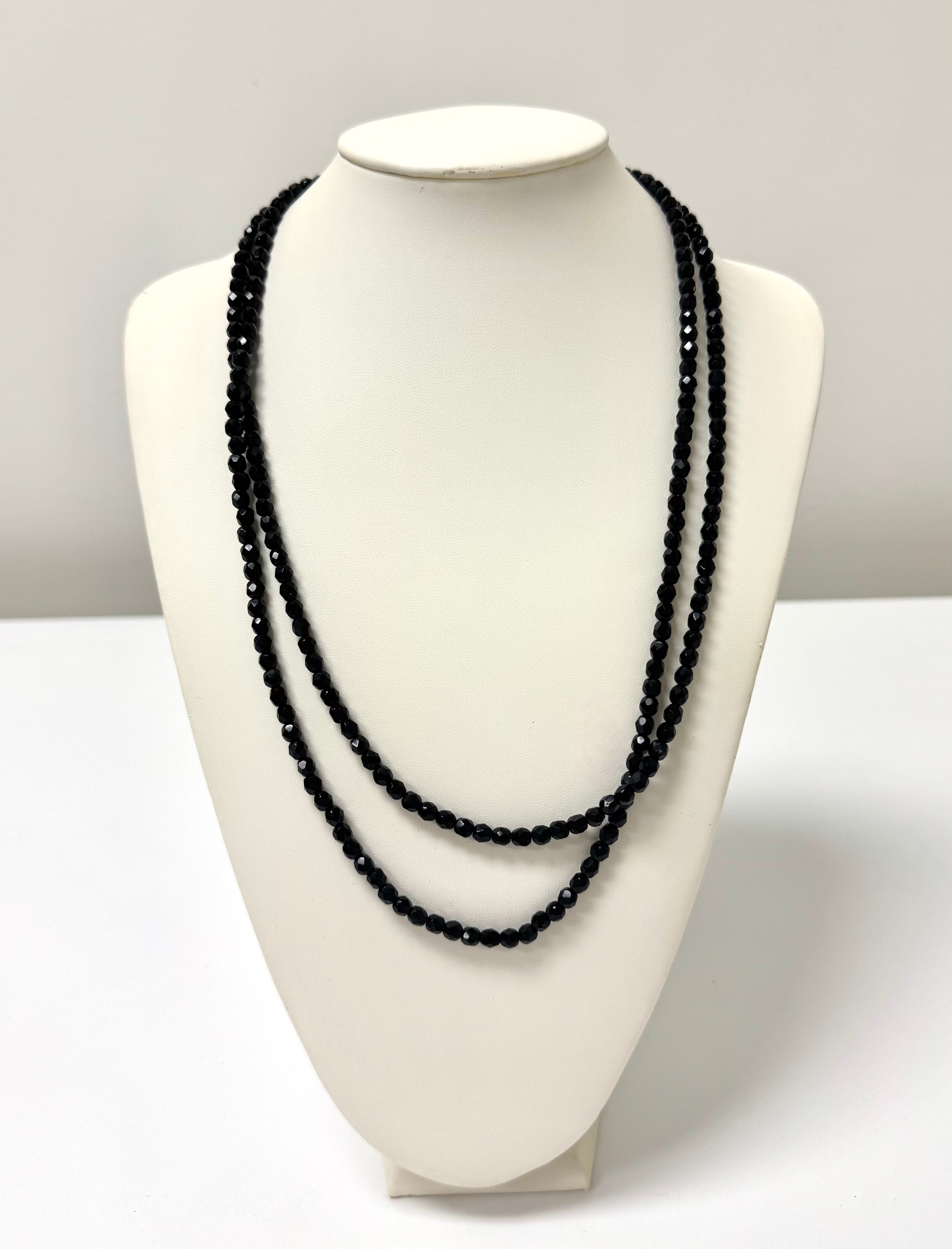 Black Stone Double-strand Necklace