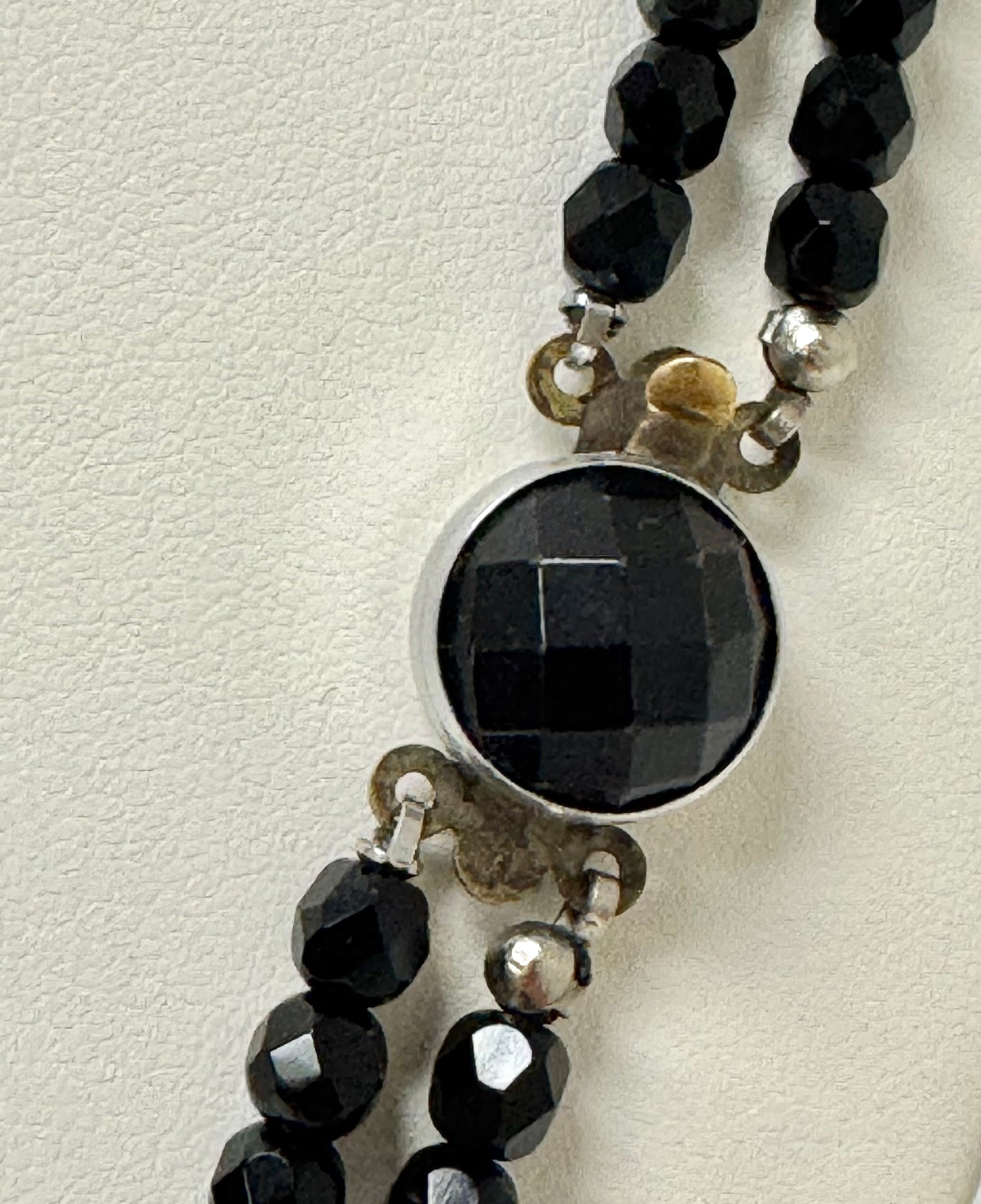 Black Stone Double-strand Necklace