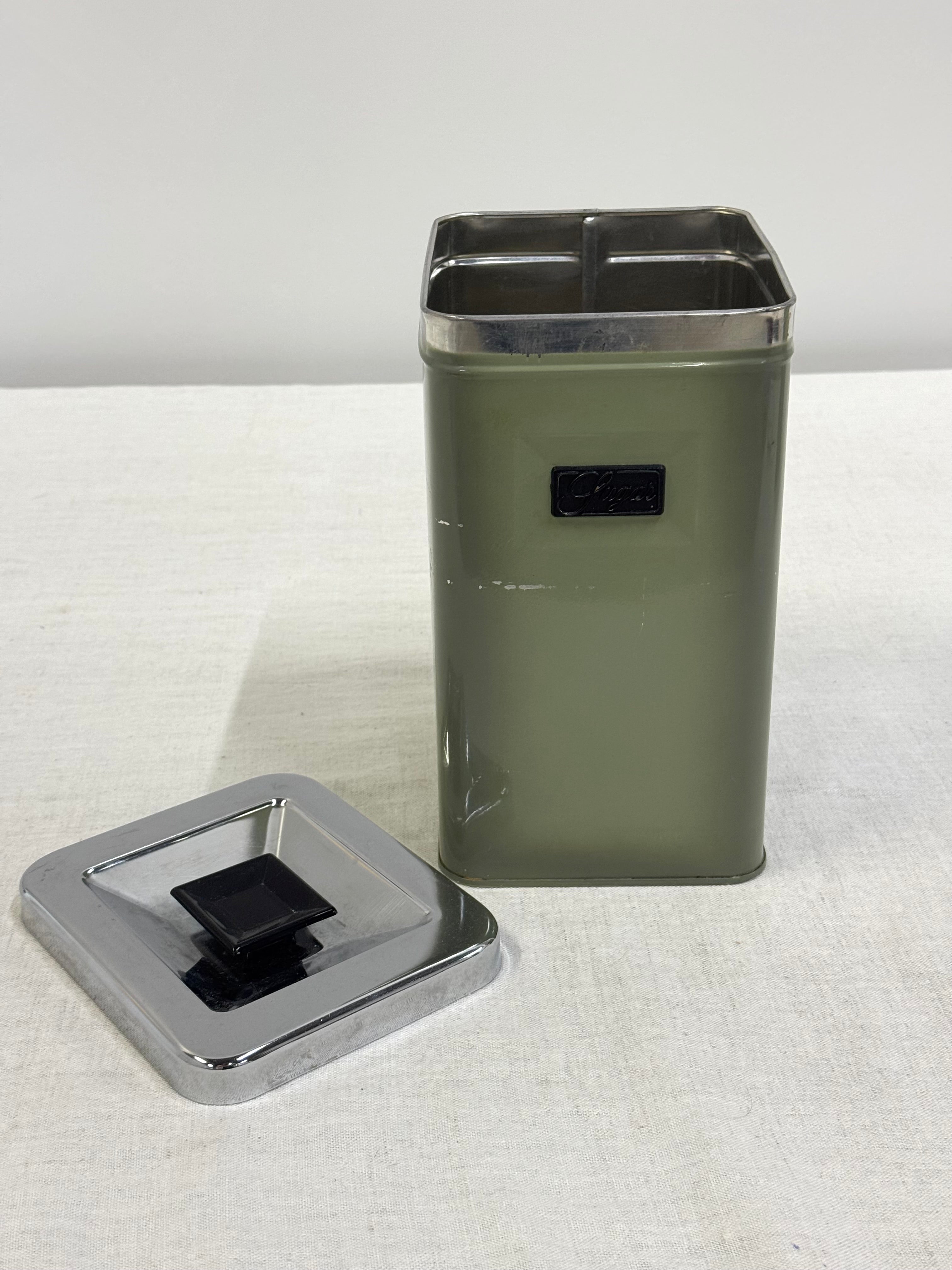 Vintage Avocado Green Sugar Tin