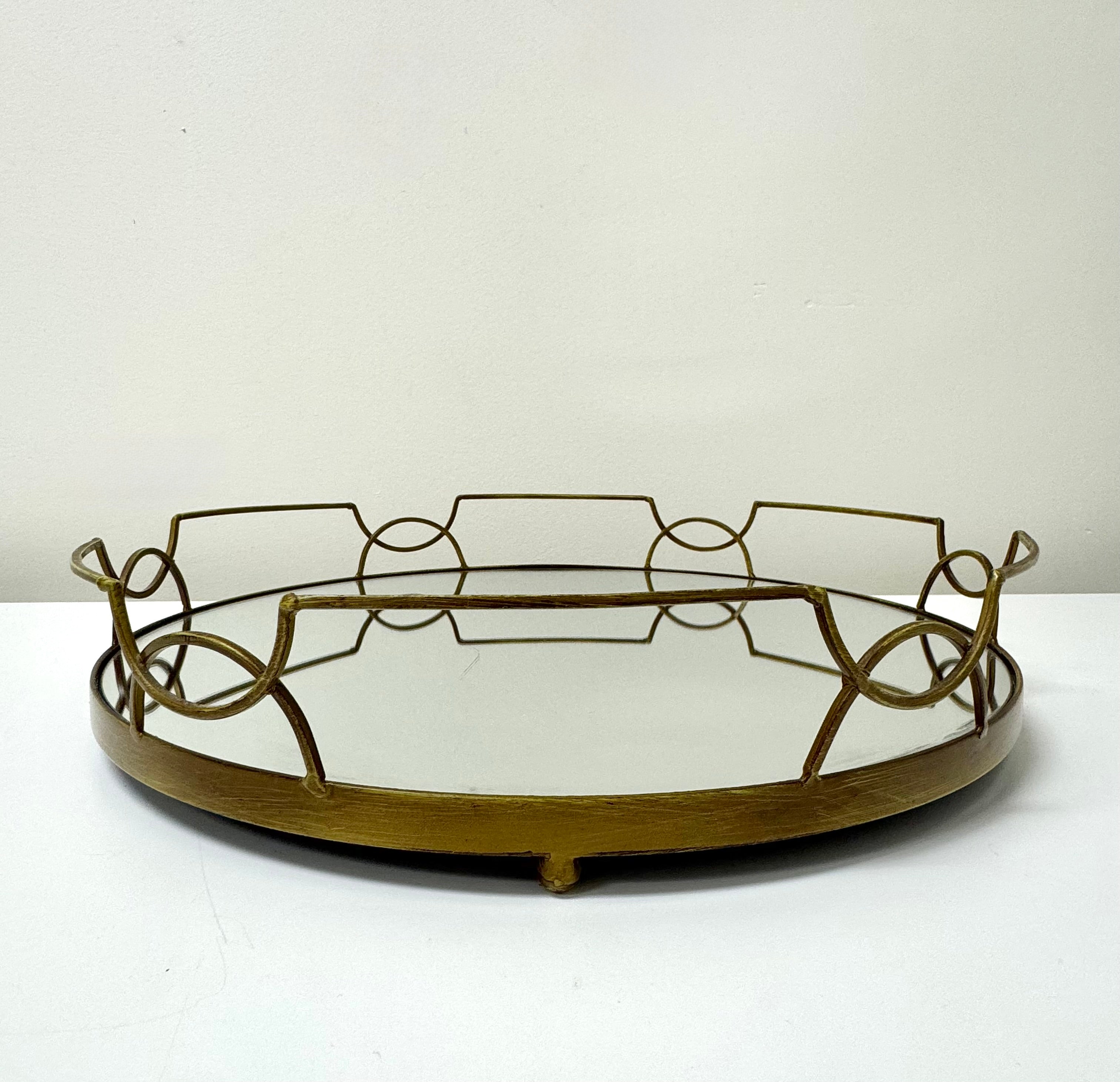Old Gold Mirrored Gallery Tray