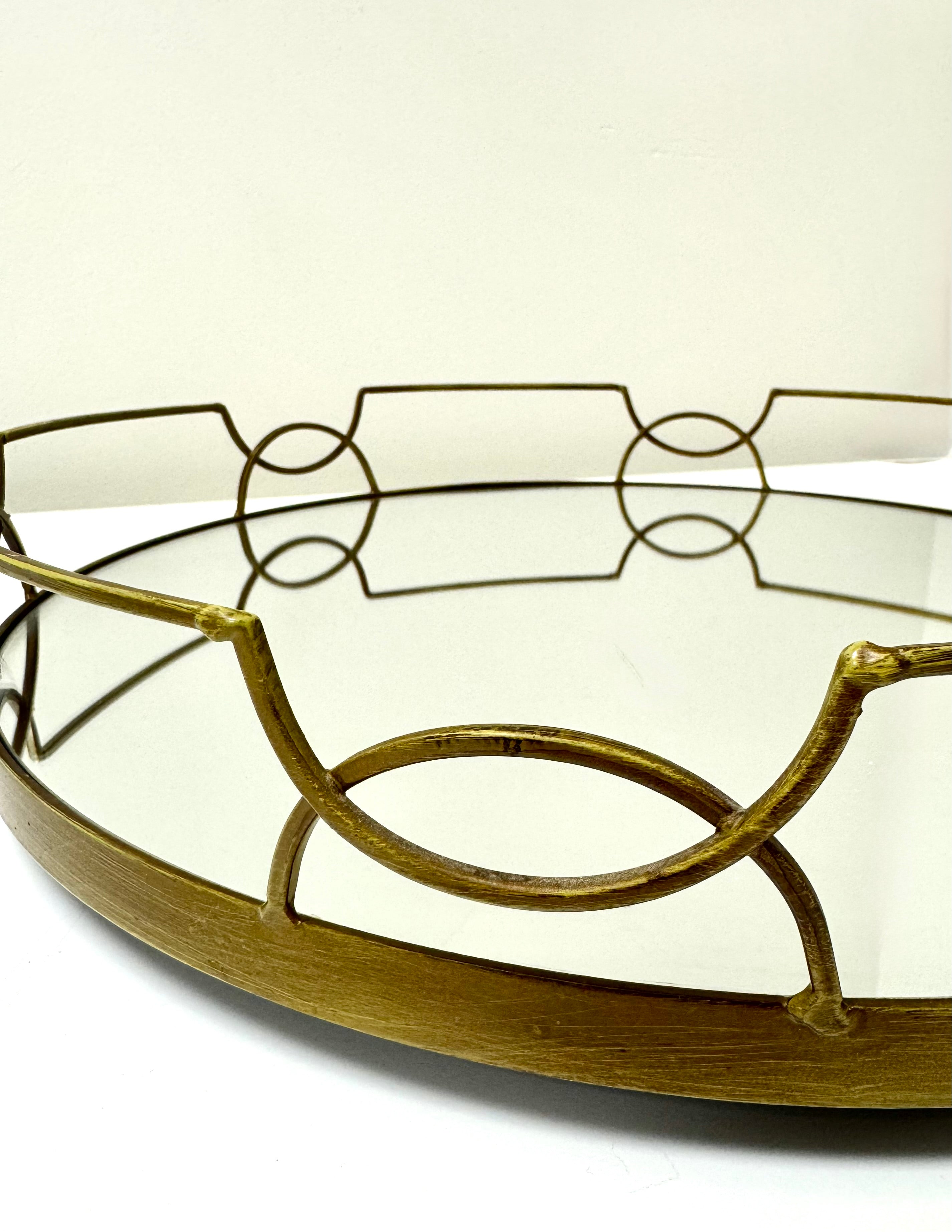 Old Gold Mirrored Gallery Tray