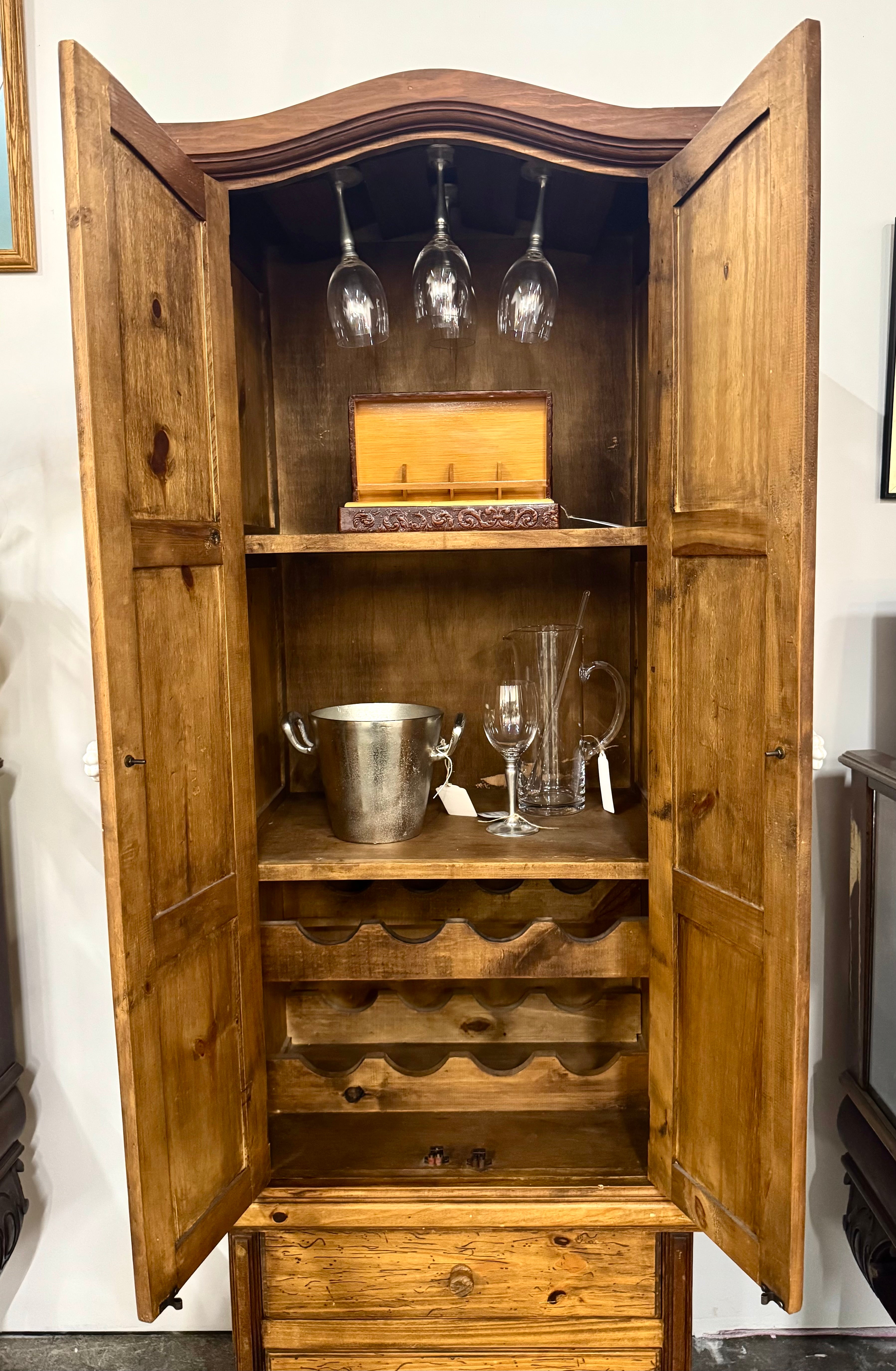 Knotty Wormwood Pine Bar Cabinet