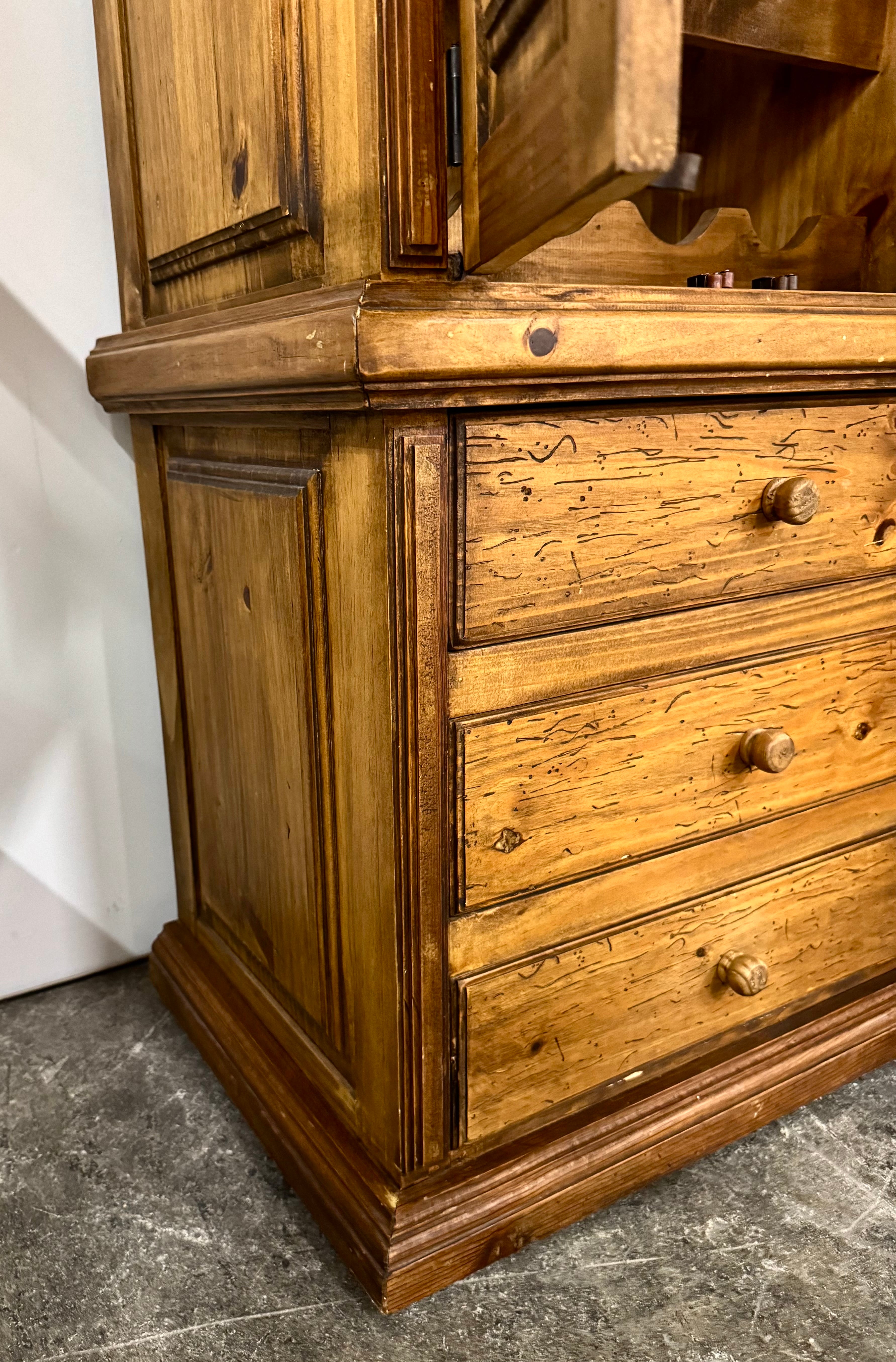 Knotty Wormwood Pine Bar Cabinet