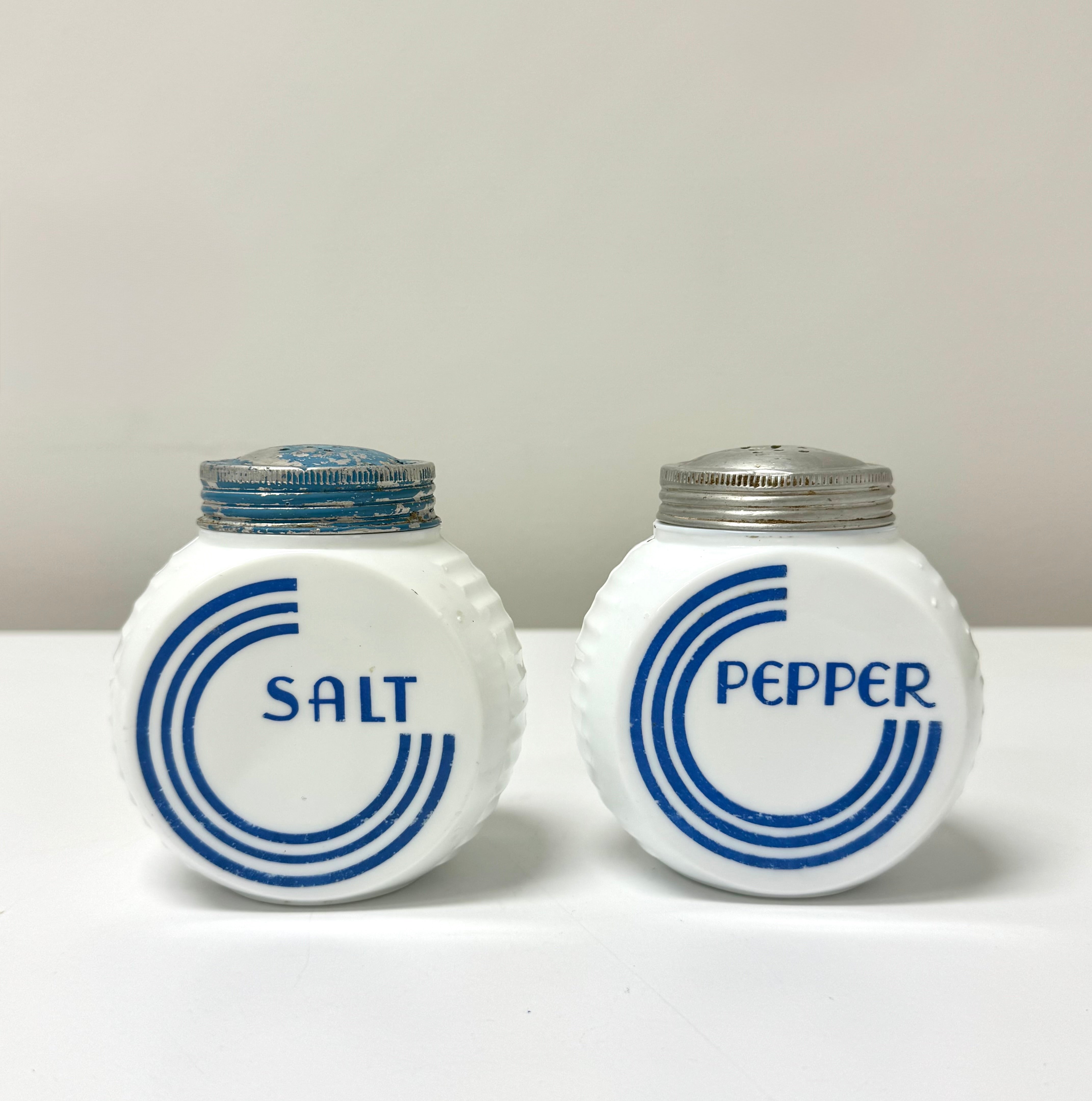 Vintage FIRE-KING 'Blue Circle' Salt & Pepper