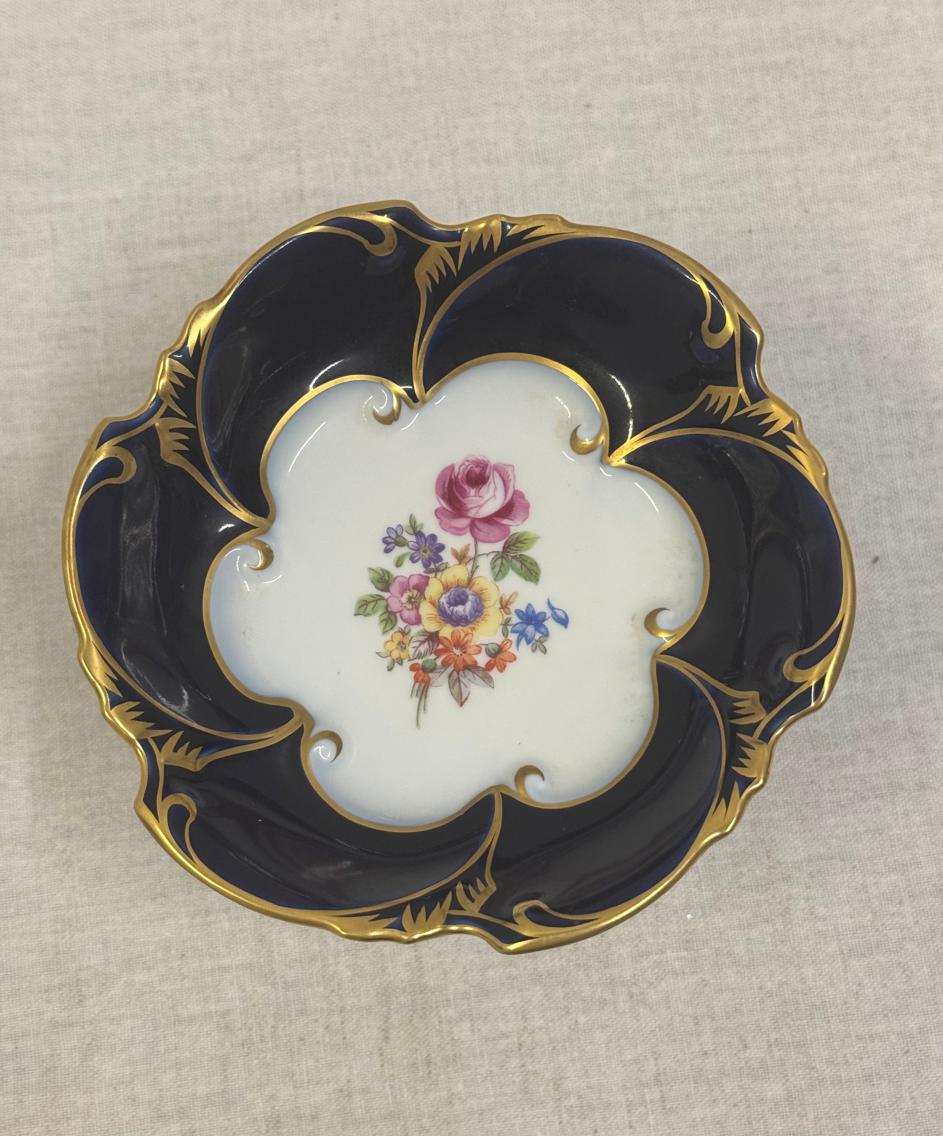 Vintage Cobalt Blue Pedestal Bowl